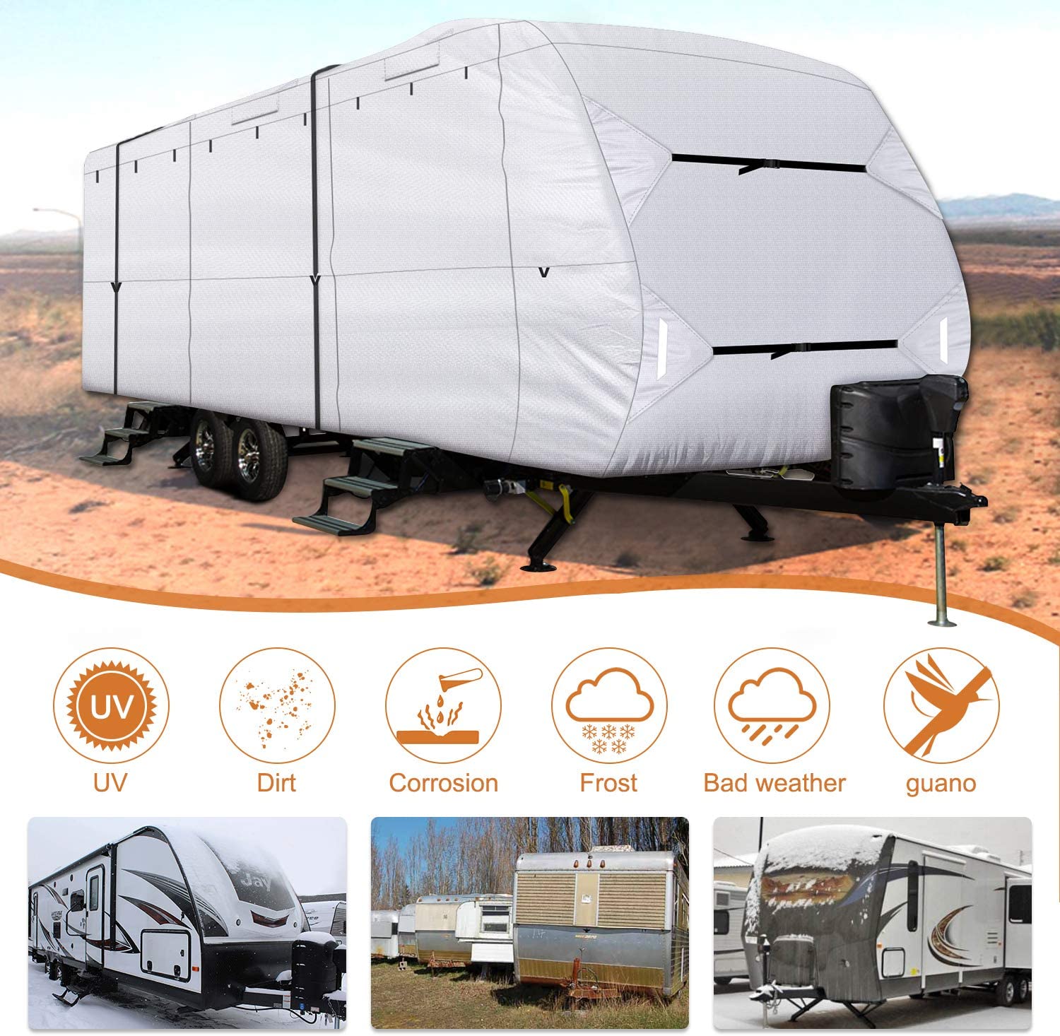 leader-accessories-210d-ripstop-diamond-travel-trailer-rv-cover-waterproof-sizes image 3