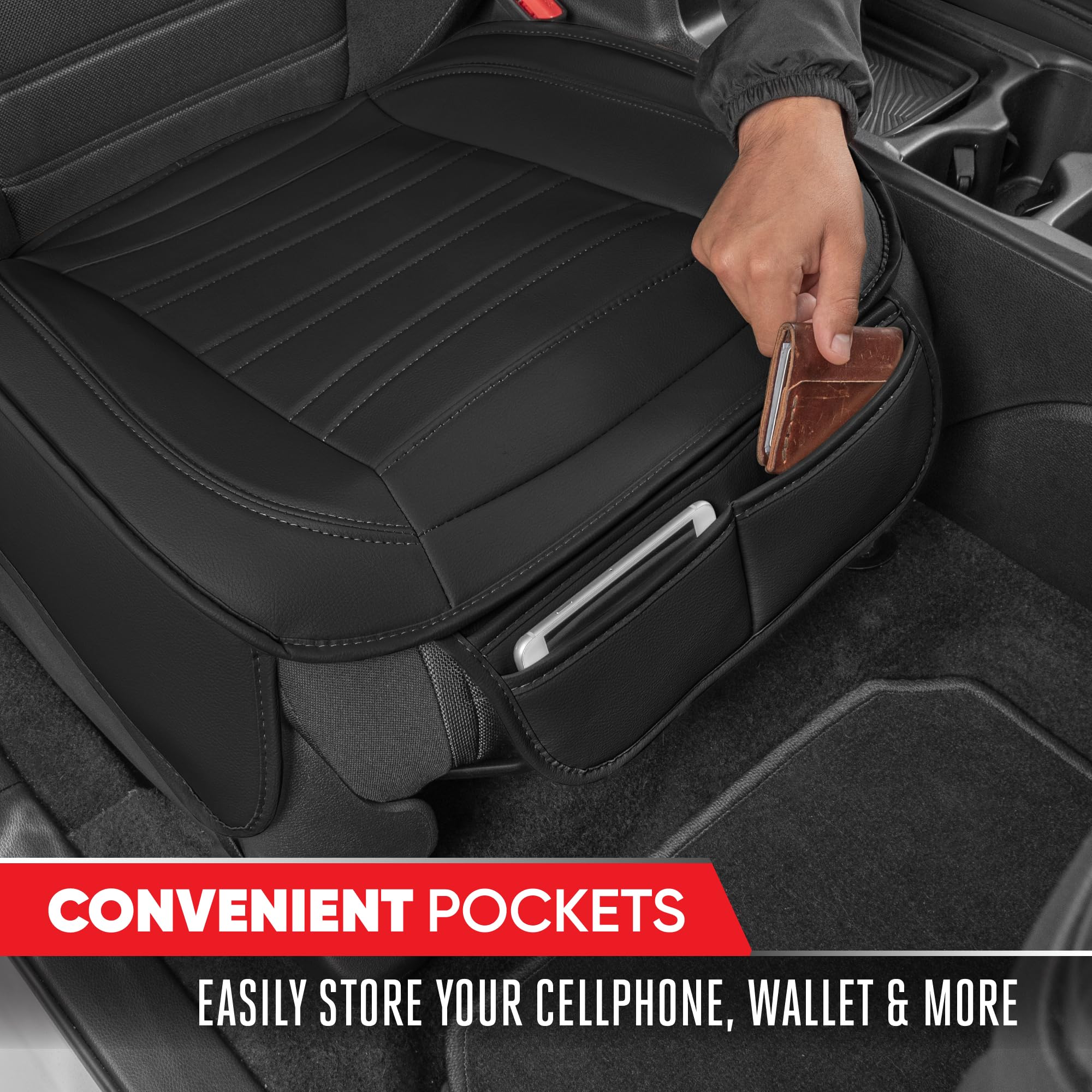 motor-trend-faux-leather-padded-bottom-seat-covers-with-storage-pockets-2-pack-b image 4