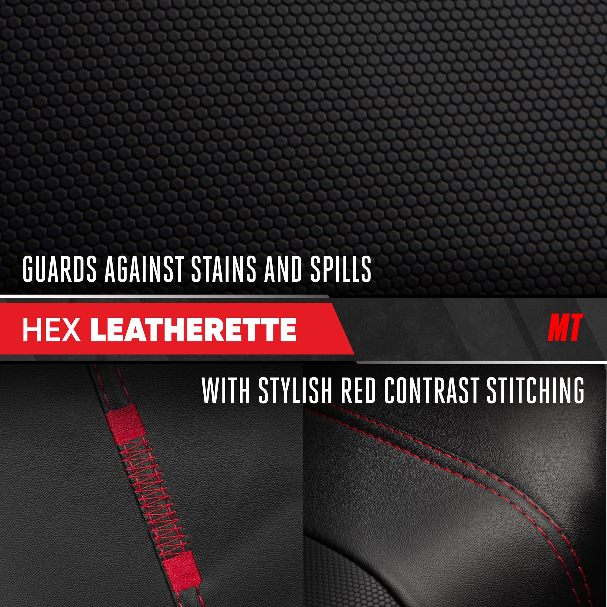 motor-trend-hex-leatherette-seat-covers-black-red-universal-fit-front-seat-prote image 7
