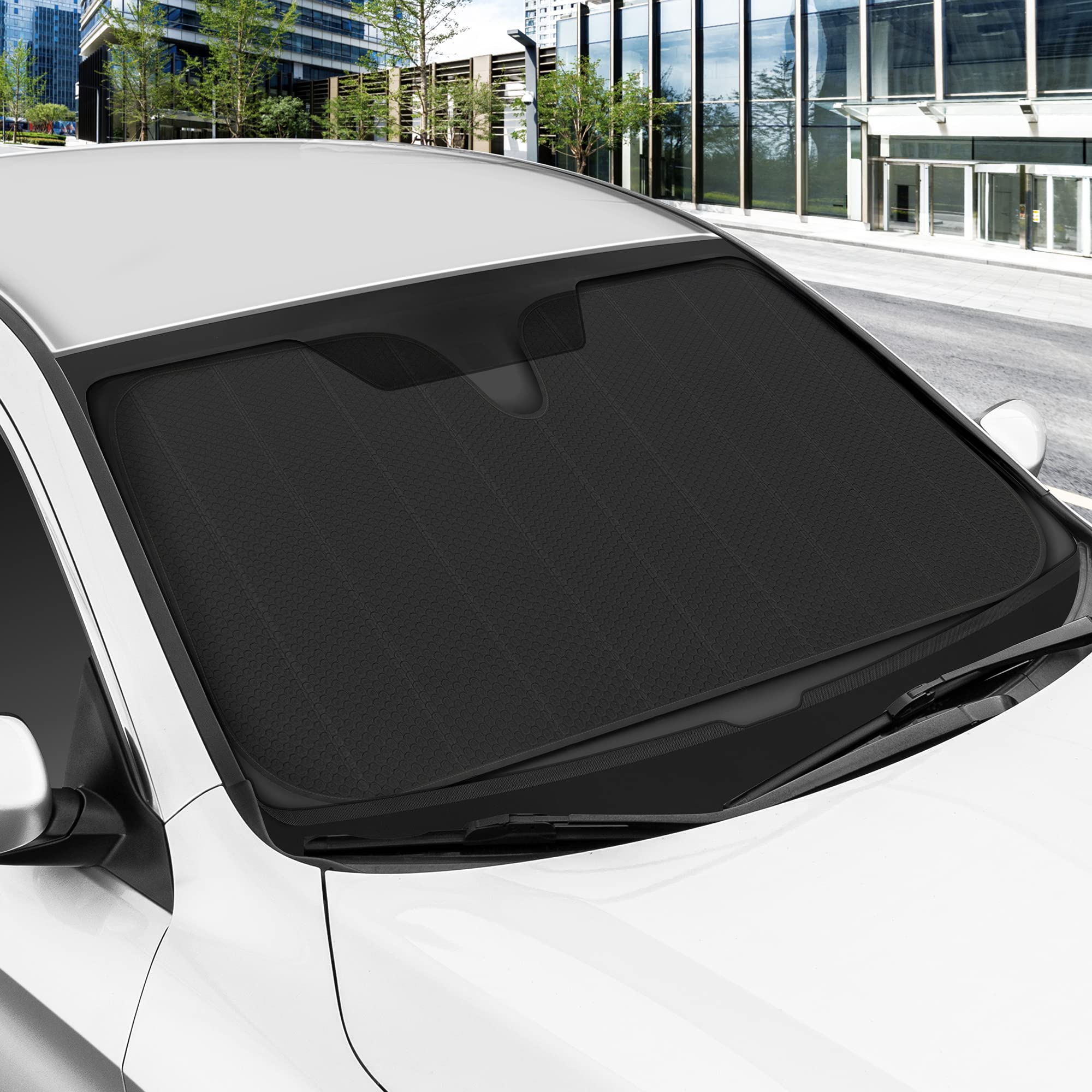 motor-trend-black-accordion-folding-car-windshield-sun-shade-blackout-sun-visor- image 4