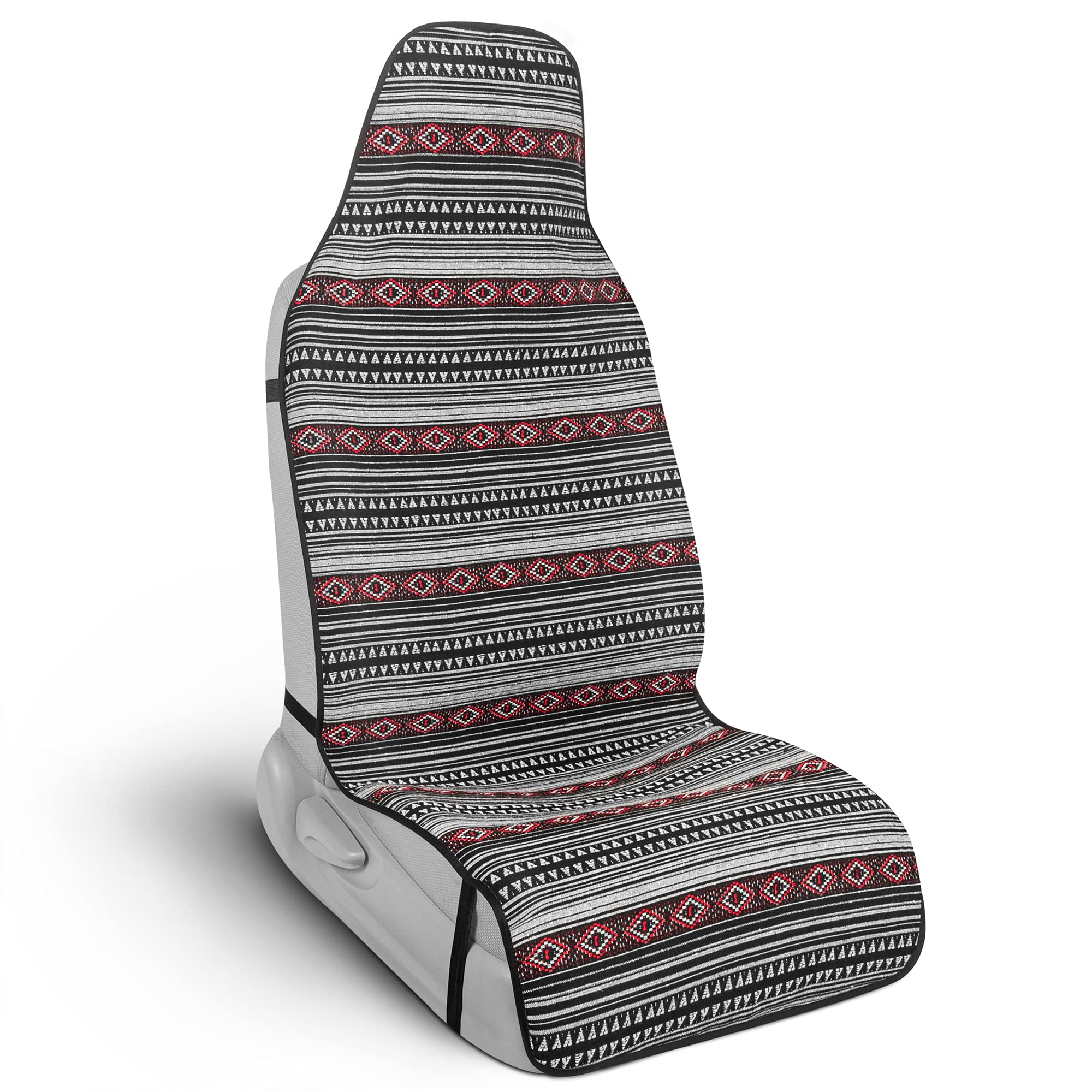 bdk-black-saddle-blanket-car-seat-covers-for-front-seats-2-pack-baja-mexican-wov image 1