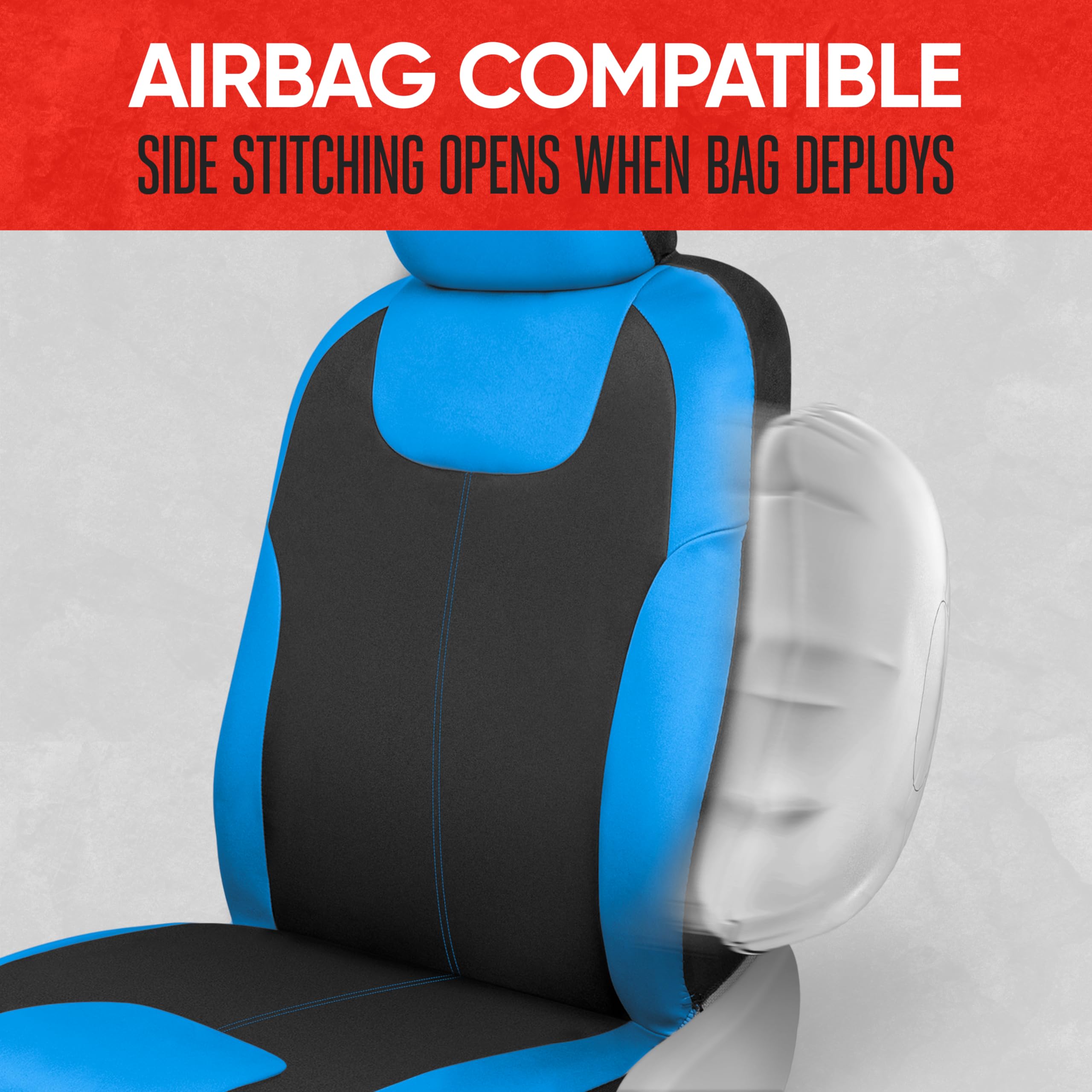 motor-trend-blue-black-waterproof-neoprene-front-seat-covers-set-of-2-with-remov image 6