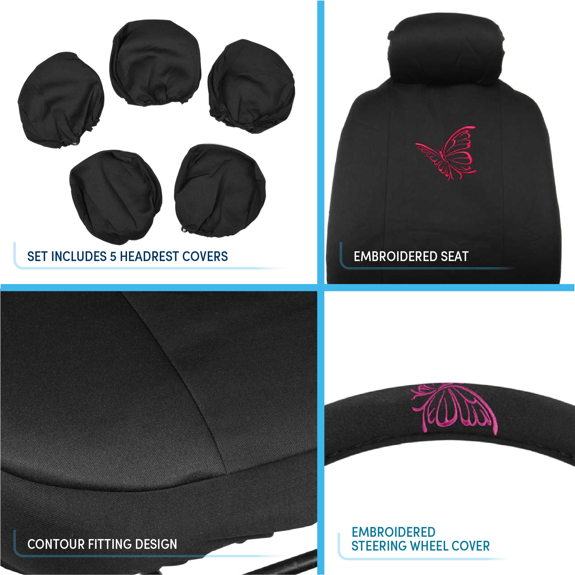 bdk-pink-butterfly-print-car-seat-covers-full-set-with-steering-wheel-cover-seat image 6