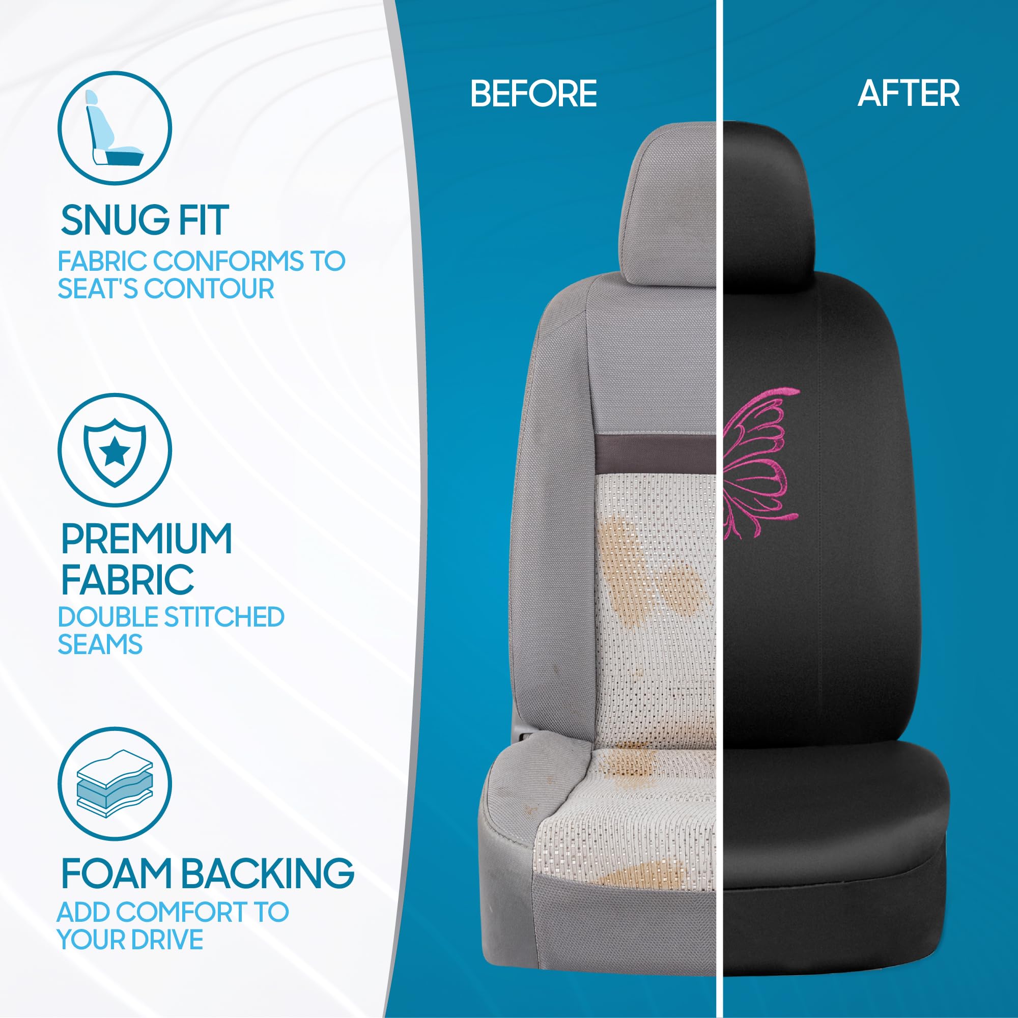 bdk-pink-butterfly-print-car-seat-covers-full-set-with-steering-wheel-cover-seat image 8