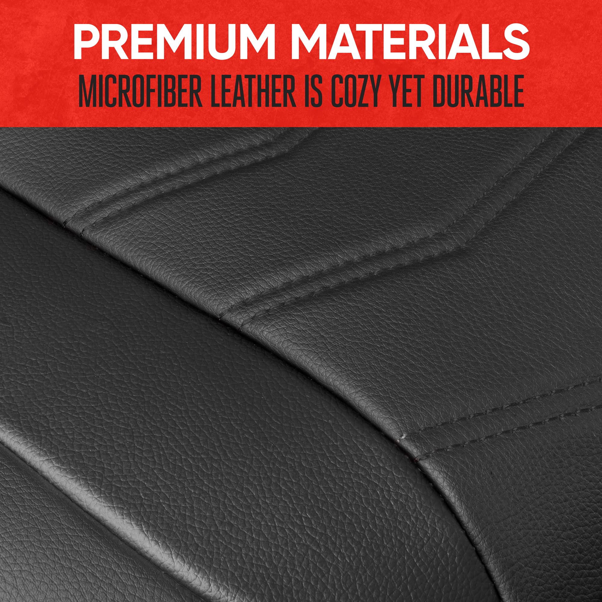 motor-trend-luxefit-black-faux-leather-rear-bench-seat-cover-padded-adjustable-w image 7