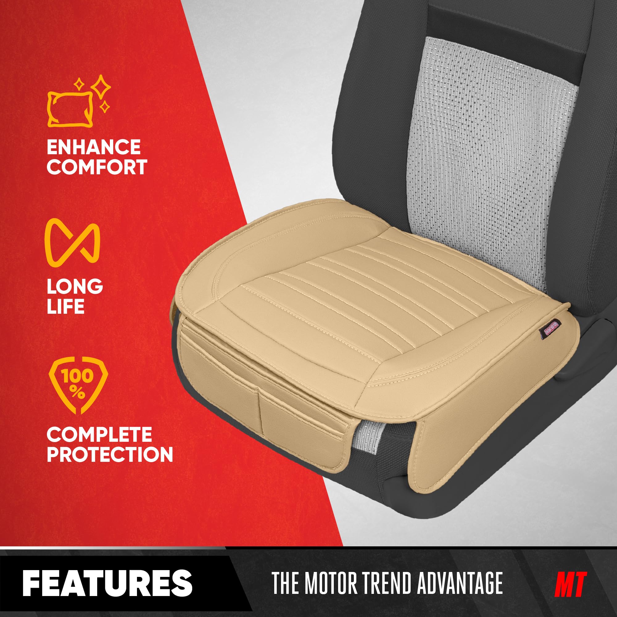 motor-trend-faux-leather-car-seat-cover-front-bottom-seat-cushion-cover-classic- image 2