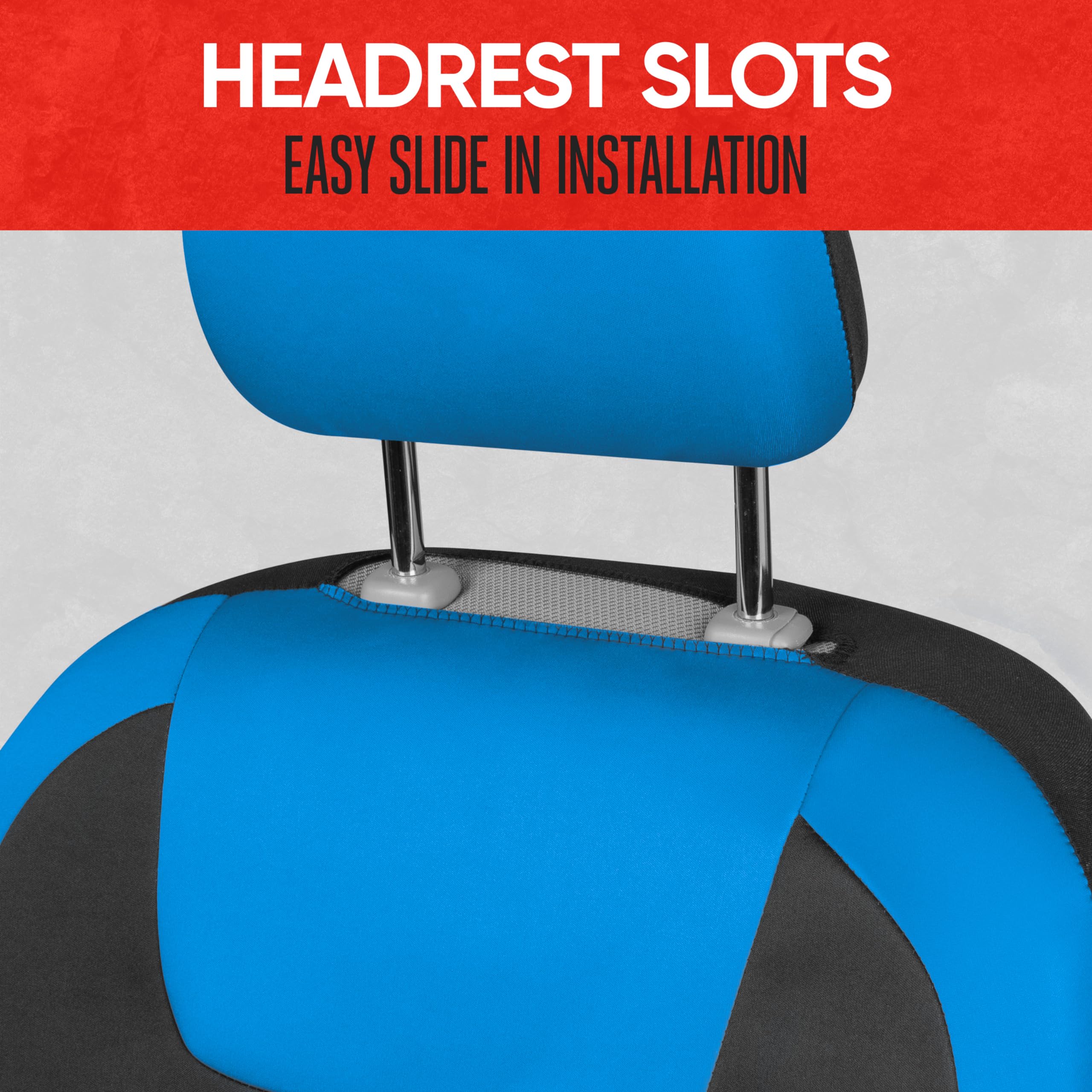 motor-trend-blue-black-waterproof-neoprene-front-seat-covers-set-of-2-with-remov image 4