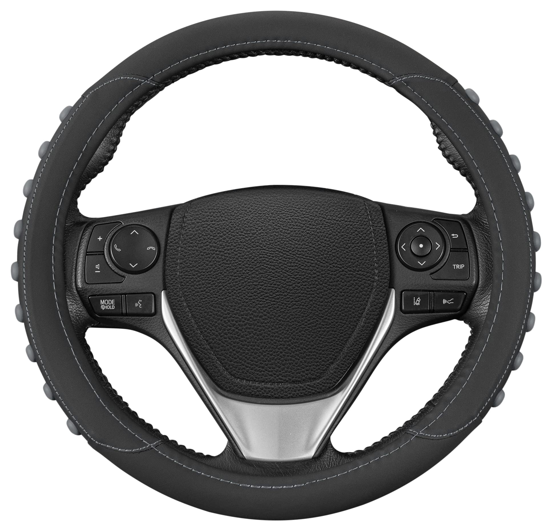 motor-trend-faux-leather-steering-wheel-cover-standard-15-inch-comfort-grip-soli image 1