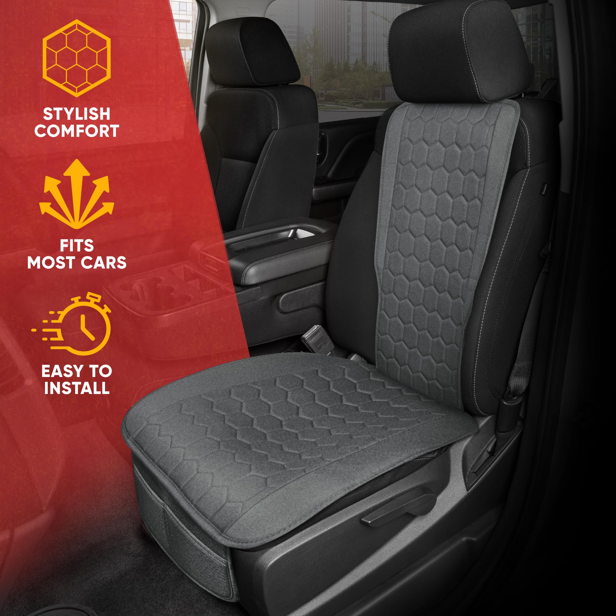 motor-trend-luxefit-gray-seat-cover-1-pack-universal-front-seat-cover-with-stora image 6