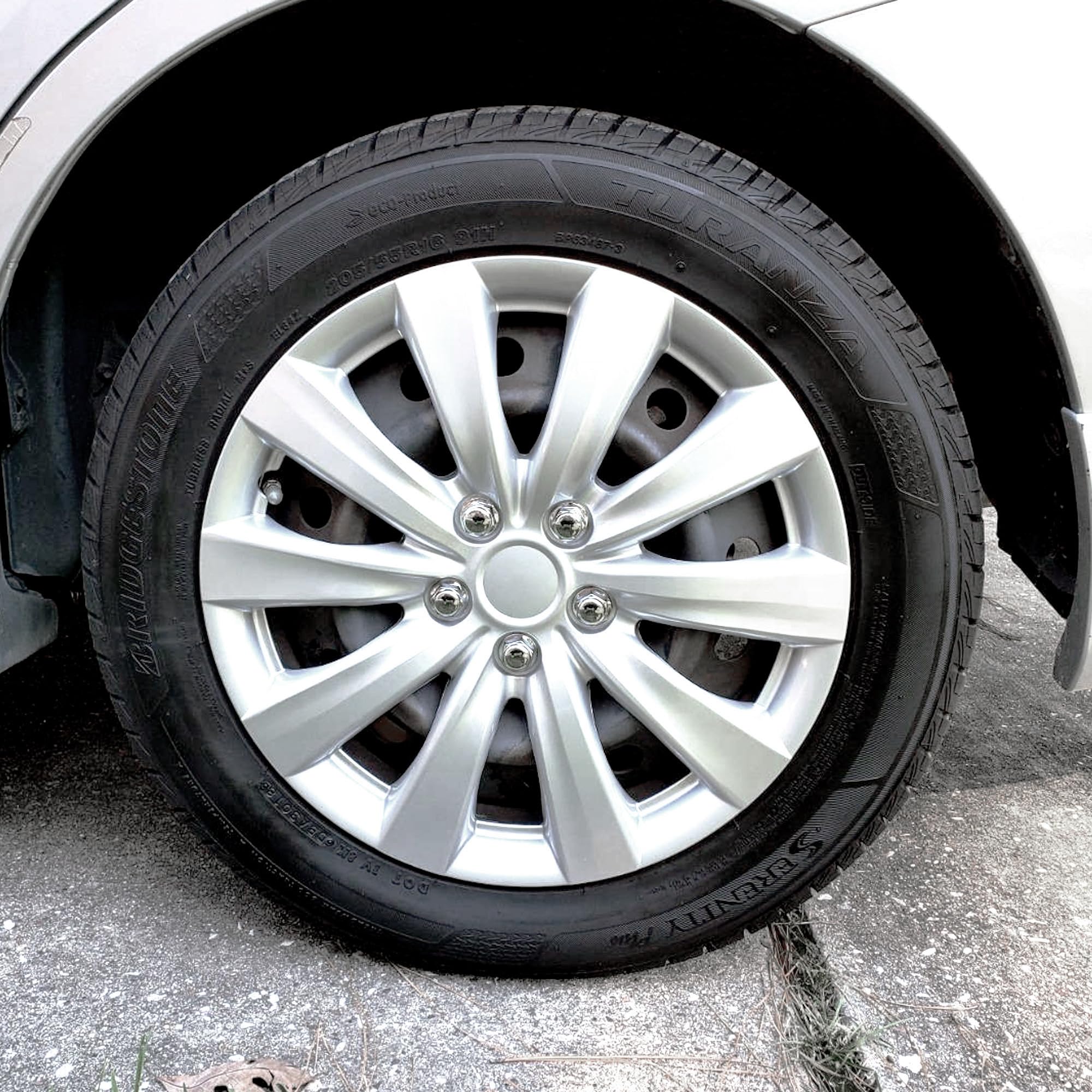 bdk-premium-16-inch-wheel-rim-cover-hubcaps-4-pack-silver-10-spoke-oem-style image 6