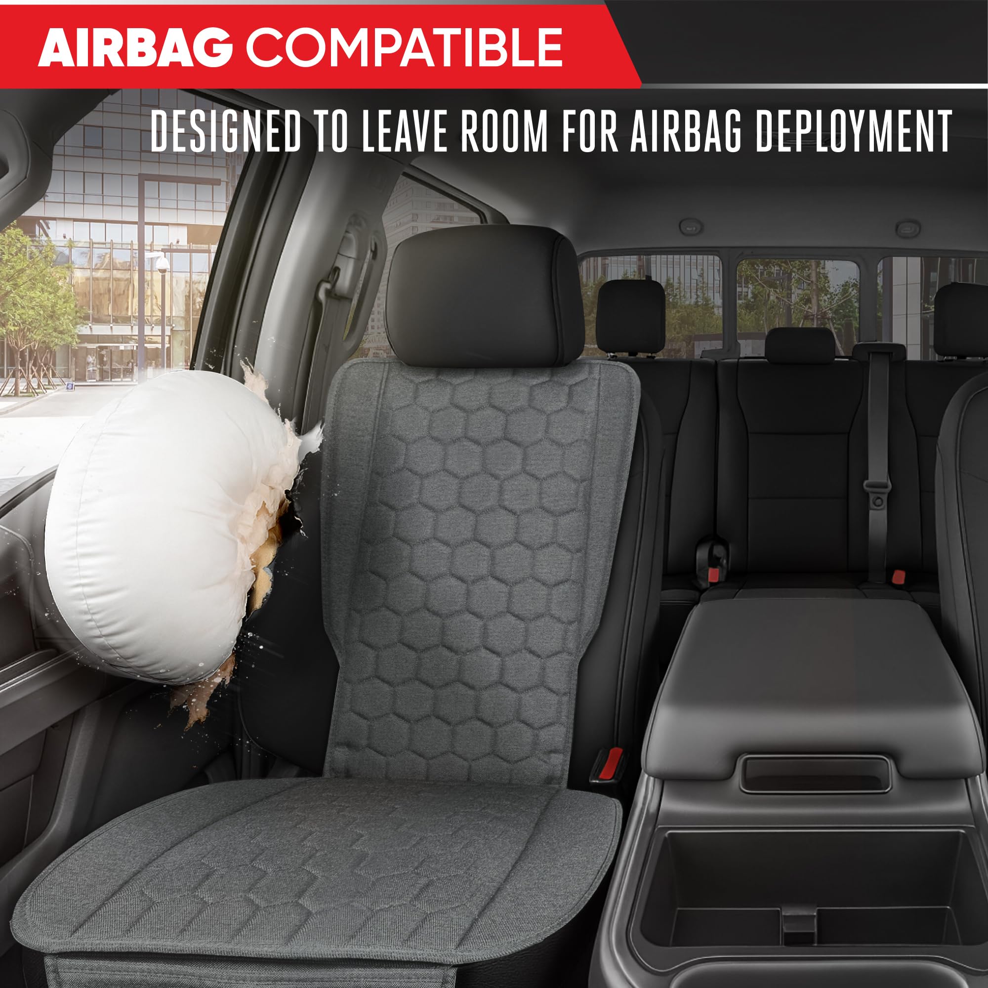 motor-trend-luxefit-gray-seat-cover-1-pack-universal-front-seat-cover-with-stora image 5
