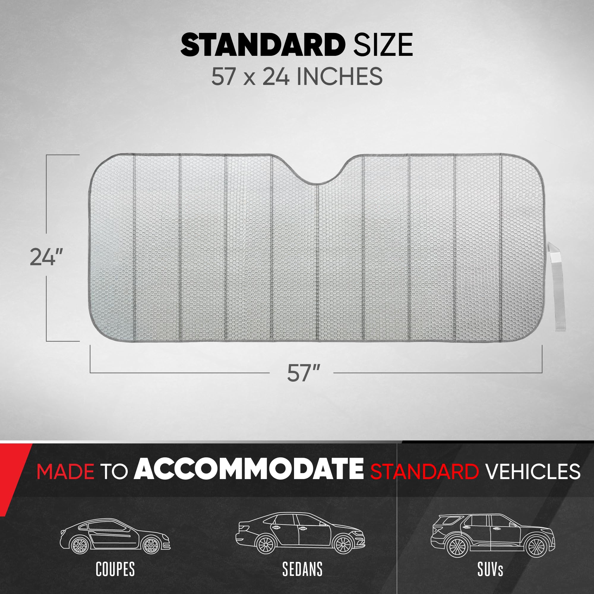 bdk-standard-windshield-sun-shade-57-x-24-accordion-folding-uv-protection-for-ca image 3