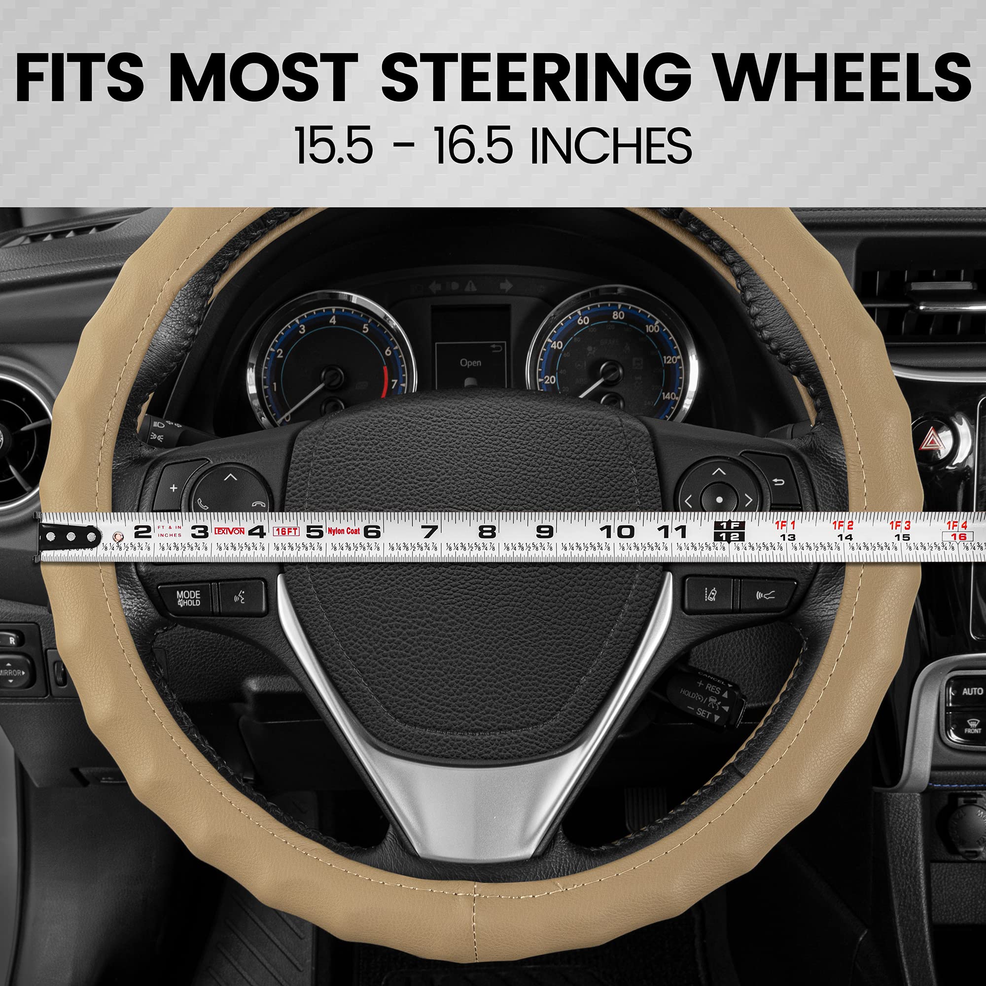 bdk-genuine-beige-leather-steering-wheel-cover-for-large-wheels-15-5-16-5-ergono image 5