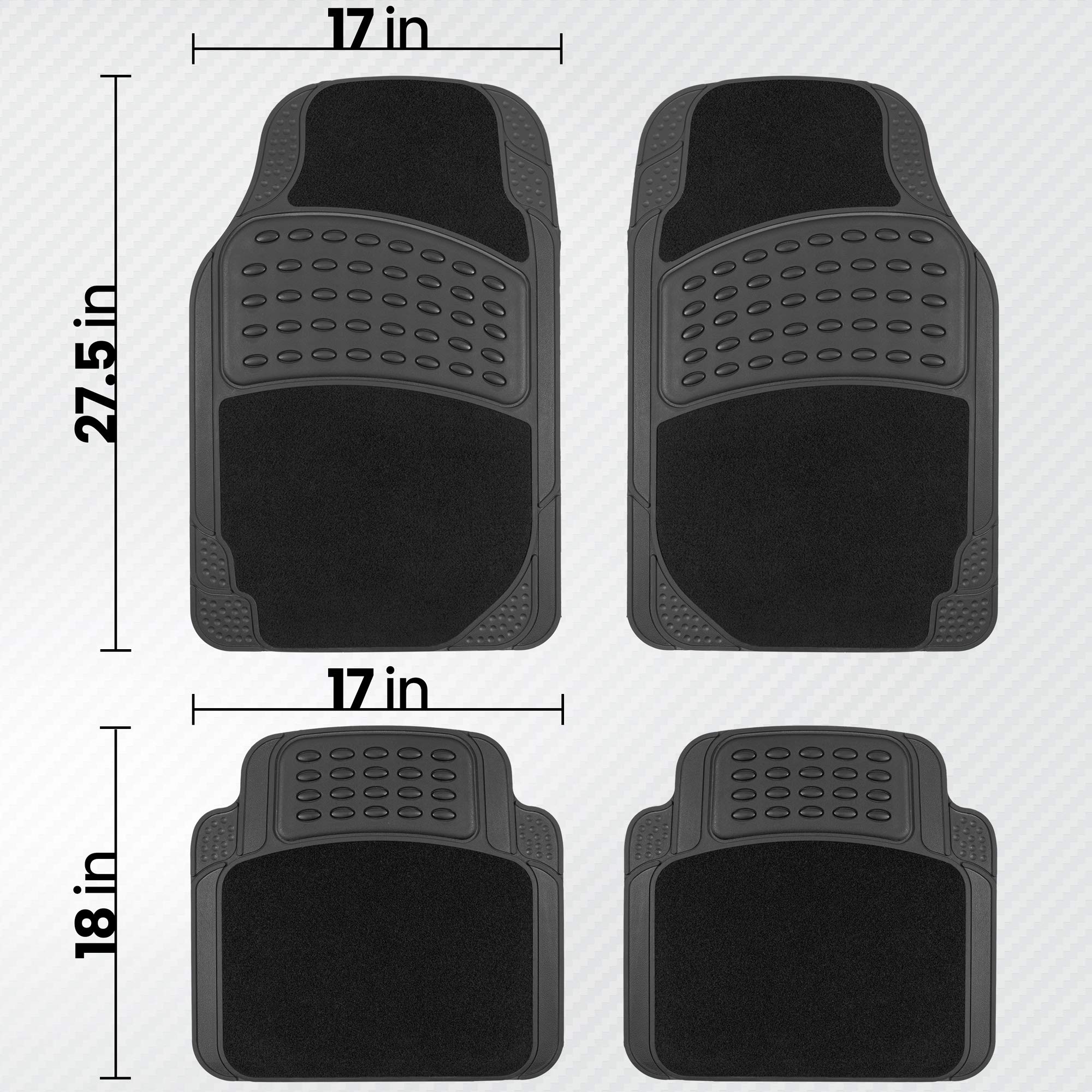 bdk-hybridmat-automotive-rubber-carpet-floor-mats-front-rear-set-black-semi-trim image 7
