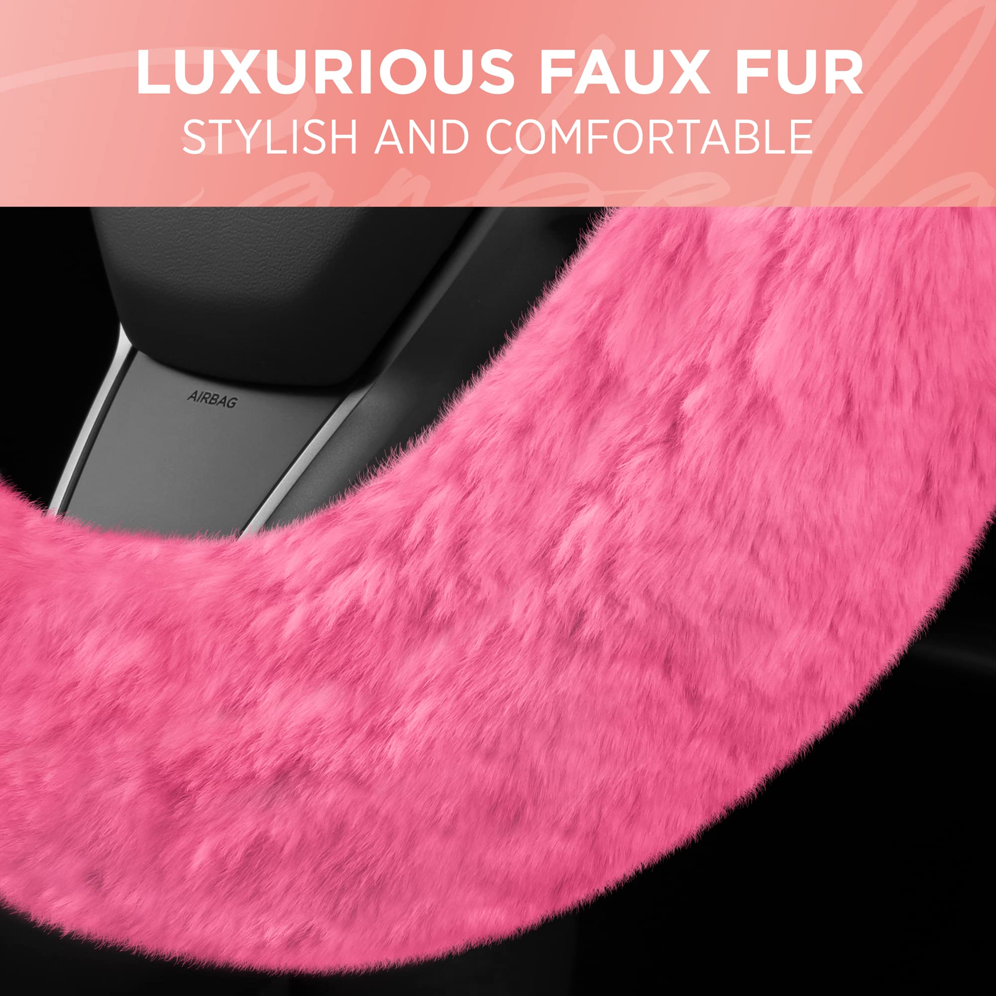 bdk-steering-wheel-cover-for-women-faux-fur-pink-plush-soft-grip-universal-fit-1 image 5