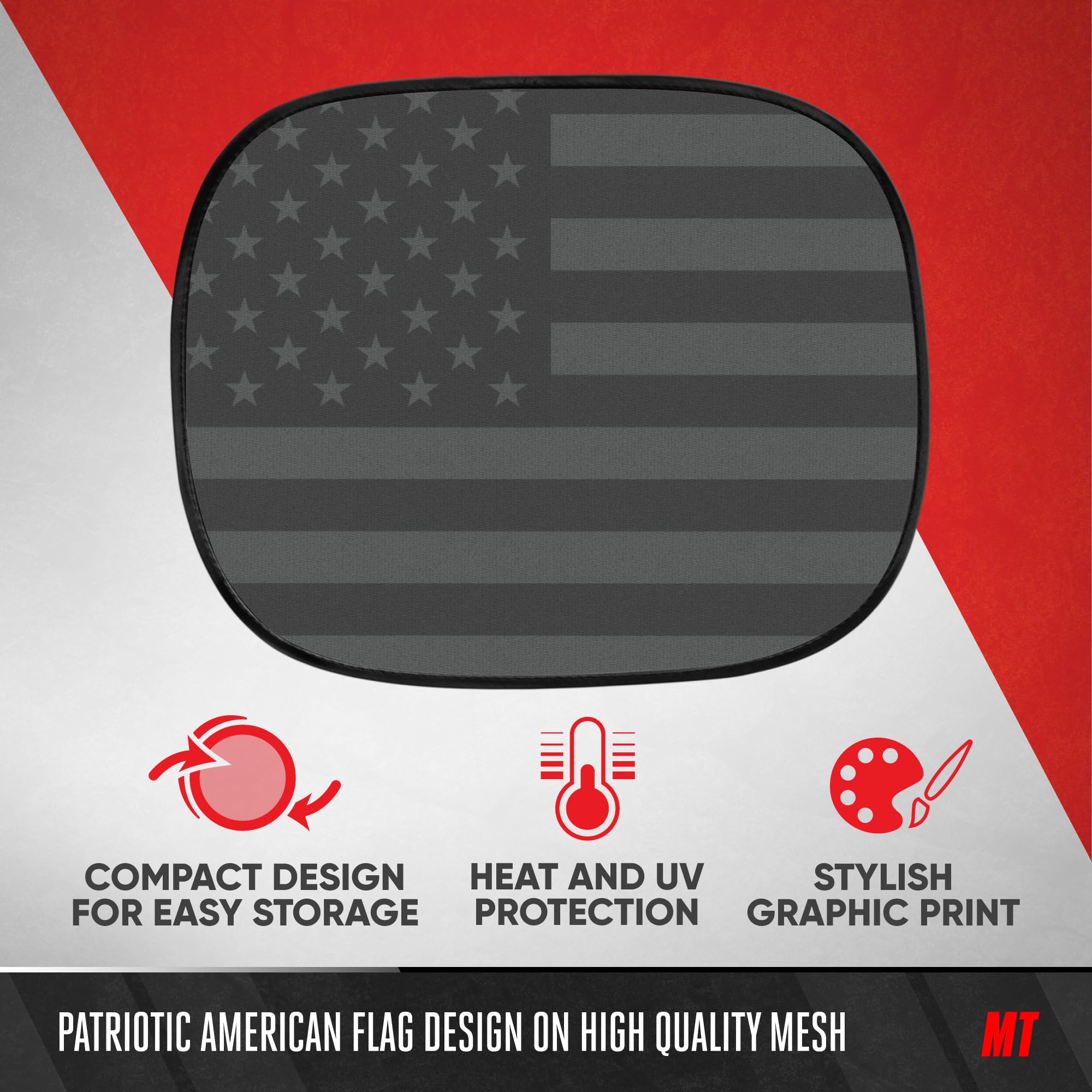motor-trend-usa-black-american-flag-car-window-shades-2-pack-18-x-14-heat-glare- image 2
