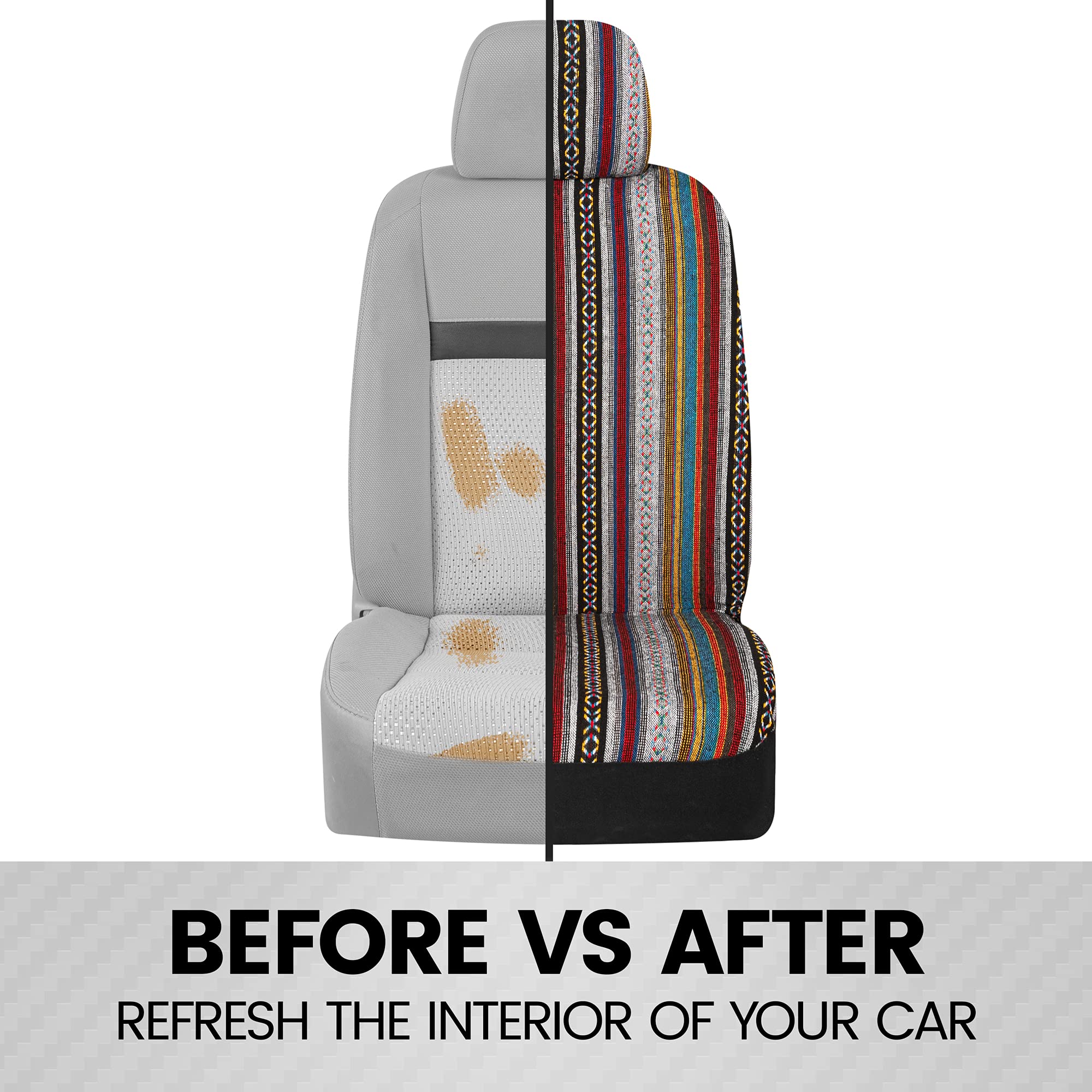bdk-baja-style-saddle-blanket-full-set-car-seat-covers-multi-color-mexican-aztec image 7