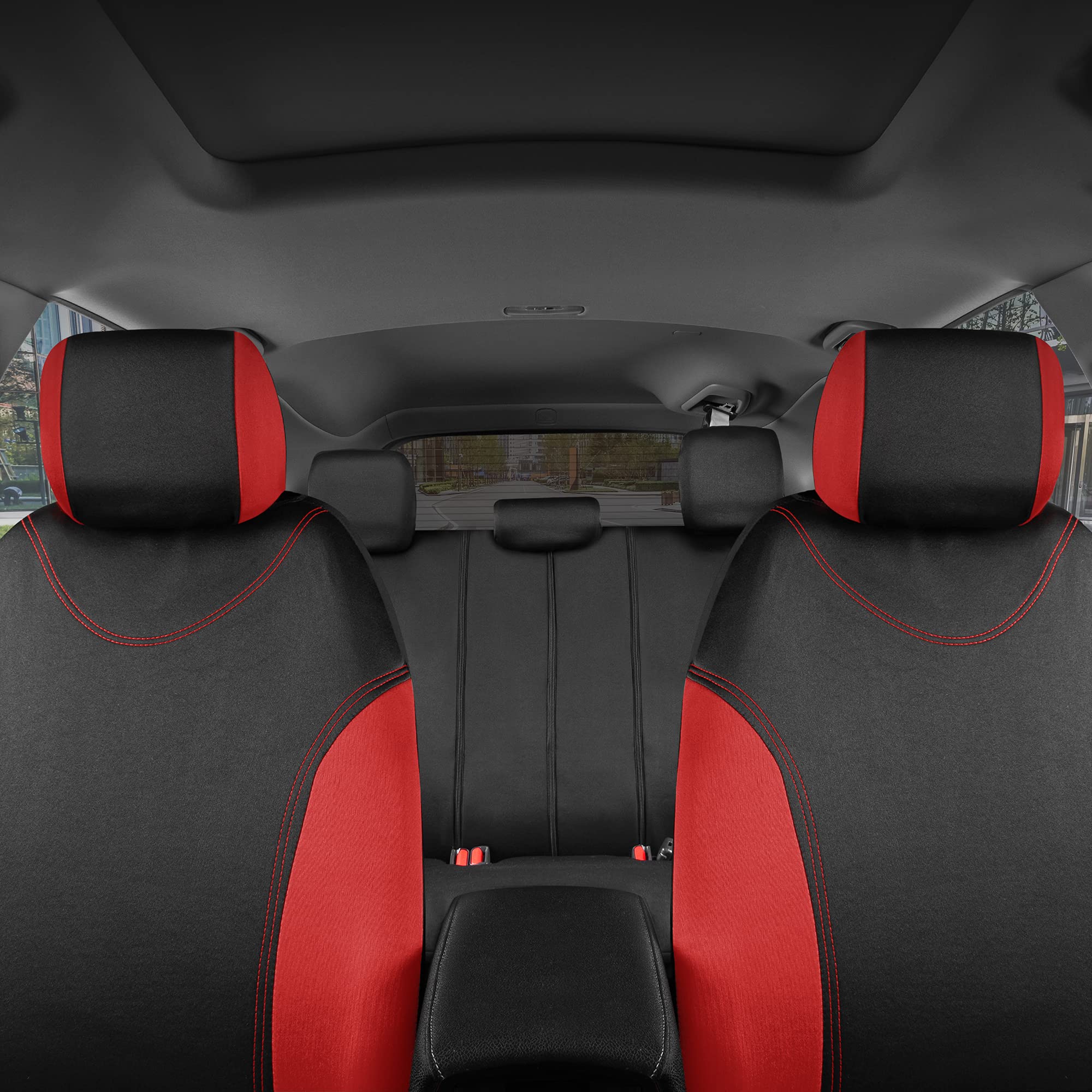 bdk-ultrasleek-red-seat-covers-full-set-9-piece-two-tone-front-and-split-rear-be image 3