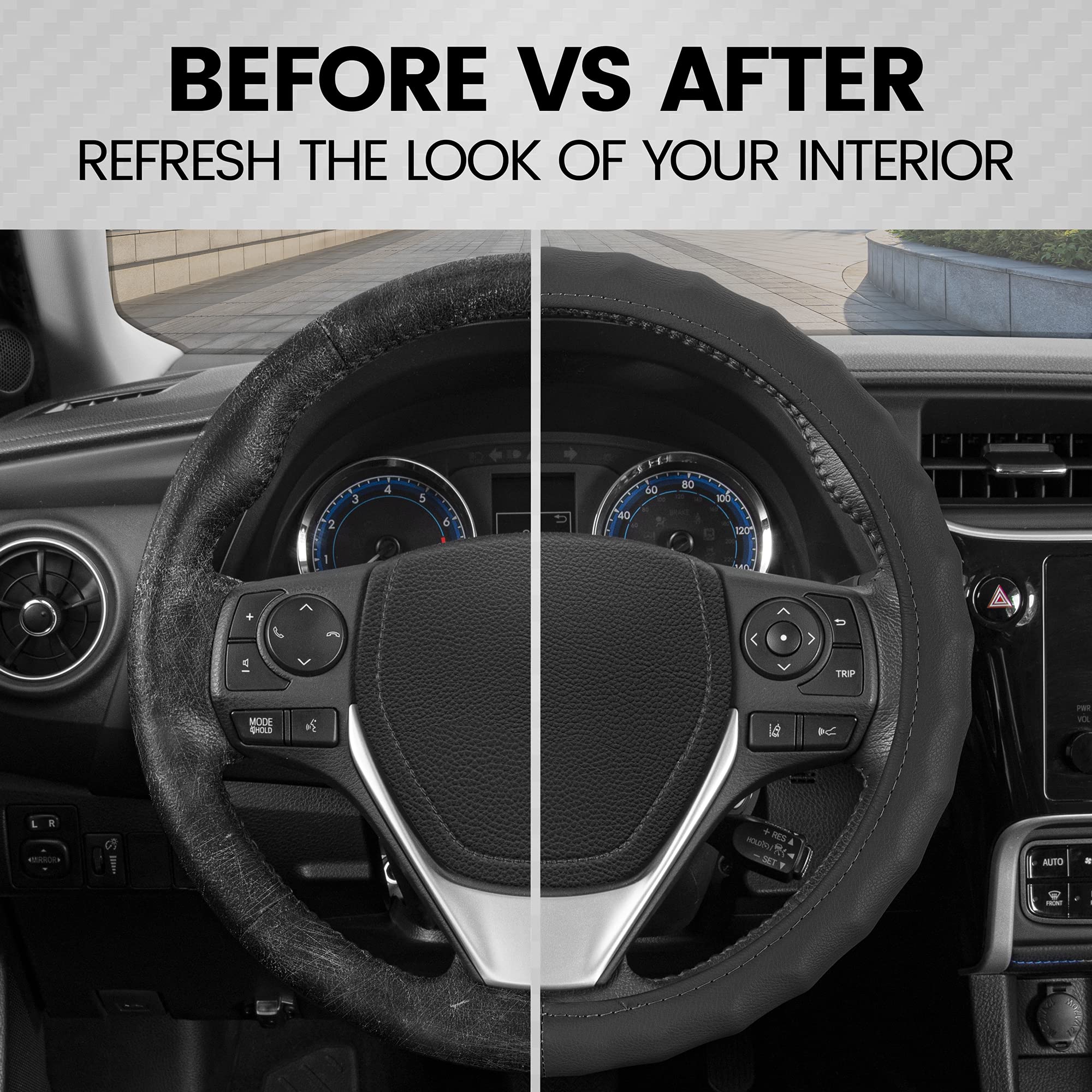 bdk-genuine-black-leather-steering-wheel-cover-small-13-5-14-5-ergonomic-grip-fo image 4