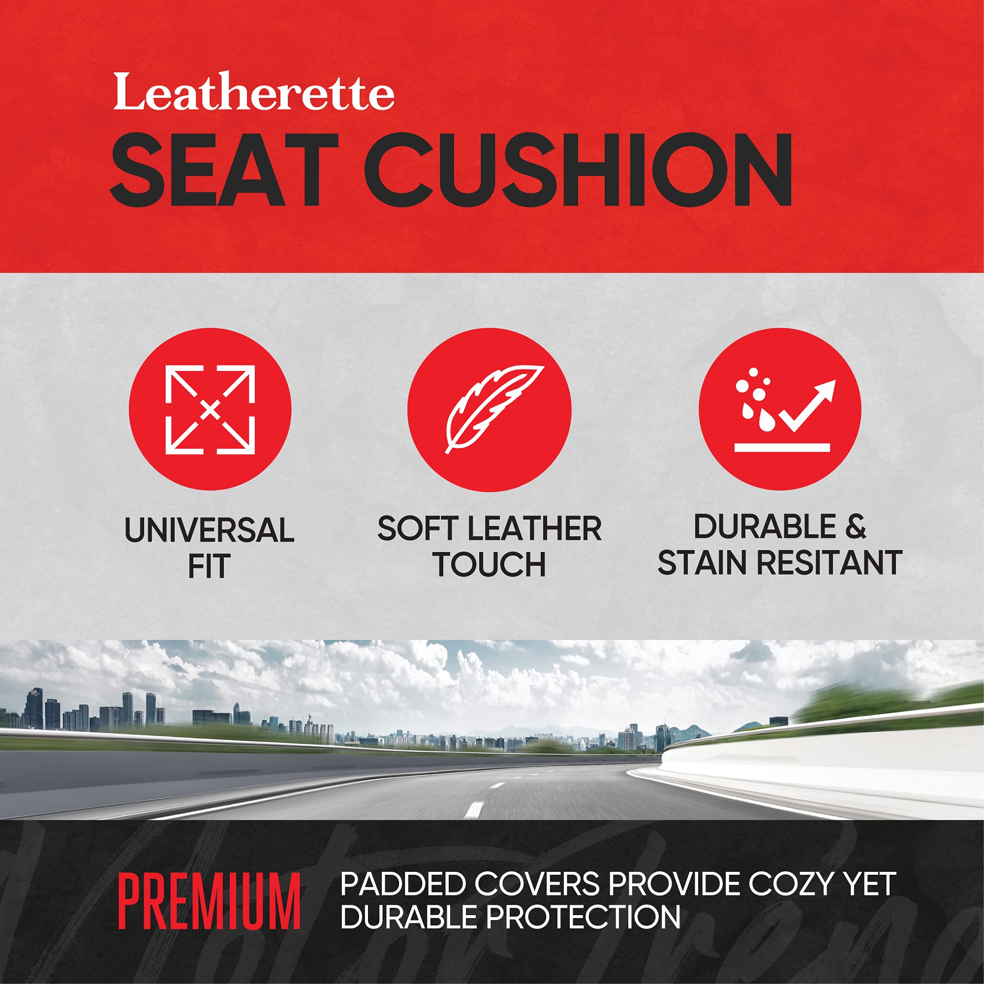 motor-trend-faux-leather-front-seat-cover-mint-universal-bottom-cushion-protecto image 2