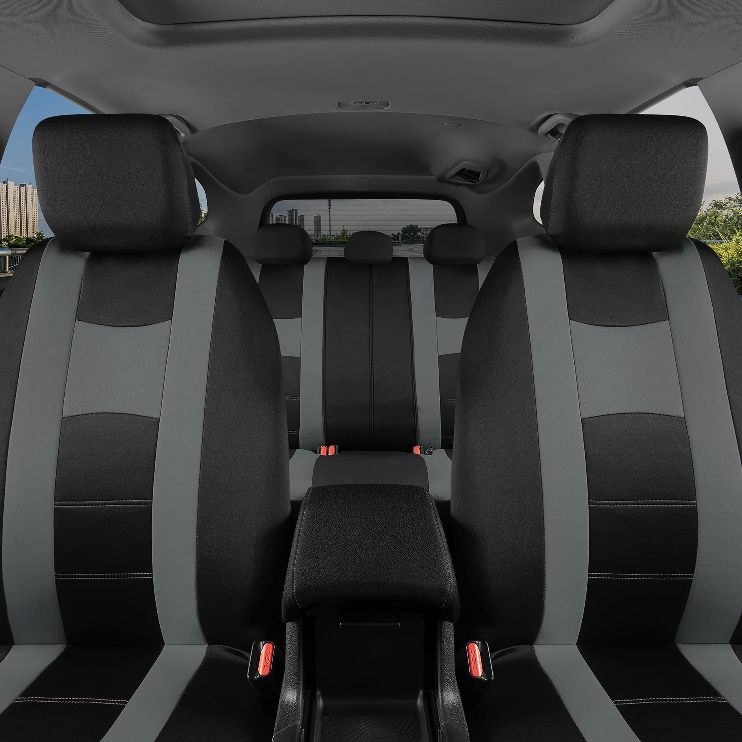 bdk-carxs-universal-fit-2-tone-light-gray-car-seat-covers-full-set-for-most-cars image 2