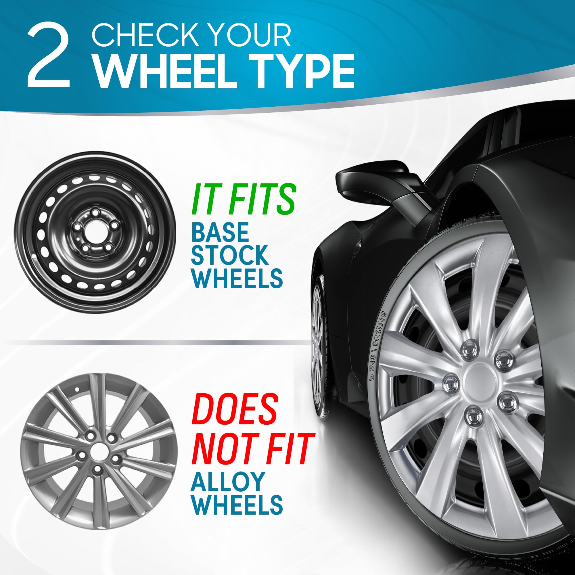 bdk-16-inch-hubcaps-set-of-4-silver-10-spoke-snap-on-wheel-covers-for-steel-whee image 6