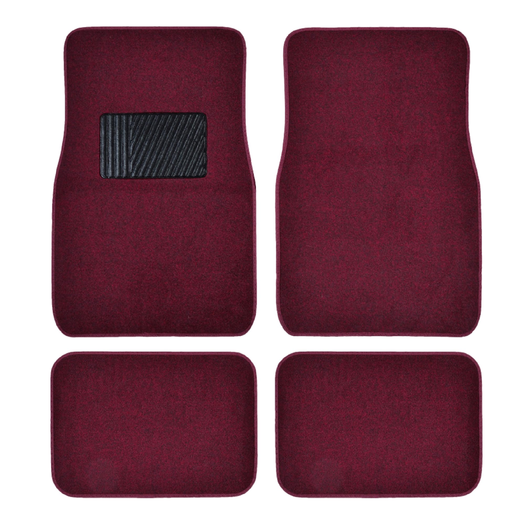 bdk-mt-100-burgundy-red-carpeted-4-piece-universal-fit-car-floor-mats-with-vinyl image 1