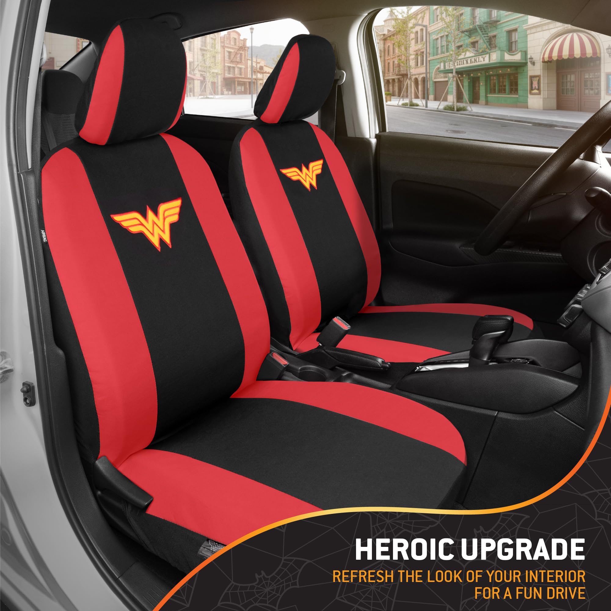 bdk-wonder-woman-9-piece-car-seat-cover-set-warner-bros-licensed-front-rear-poly image 4