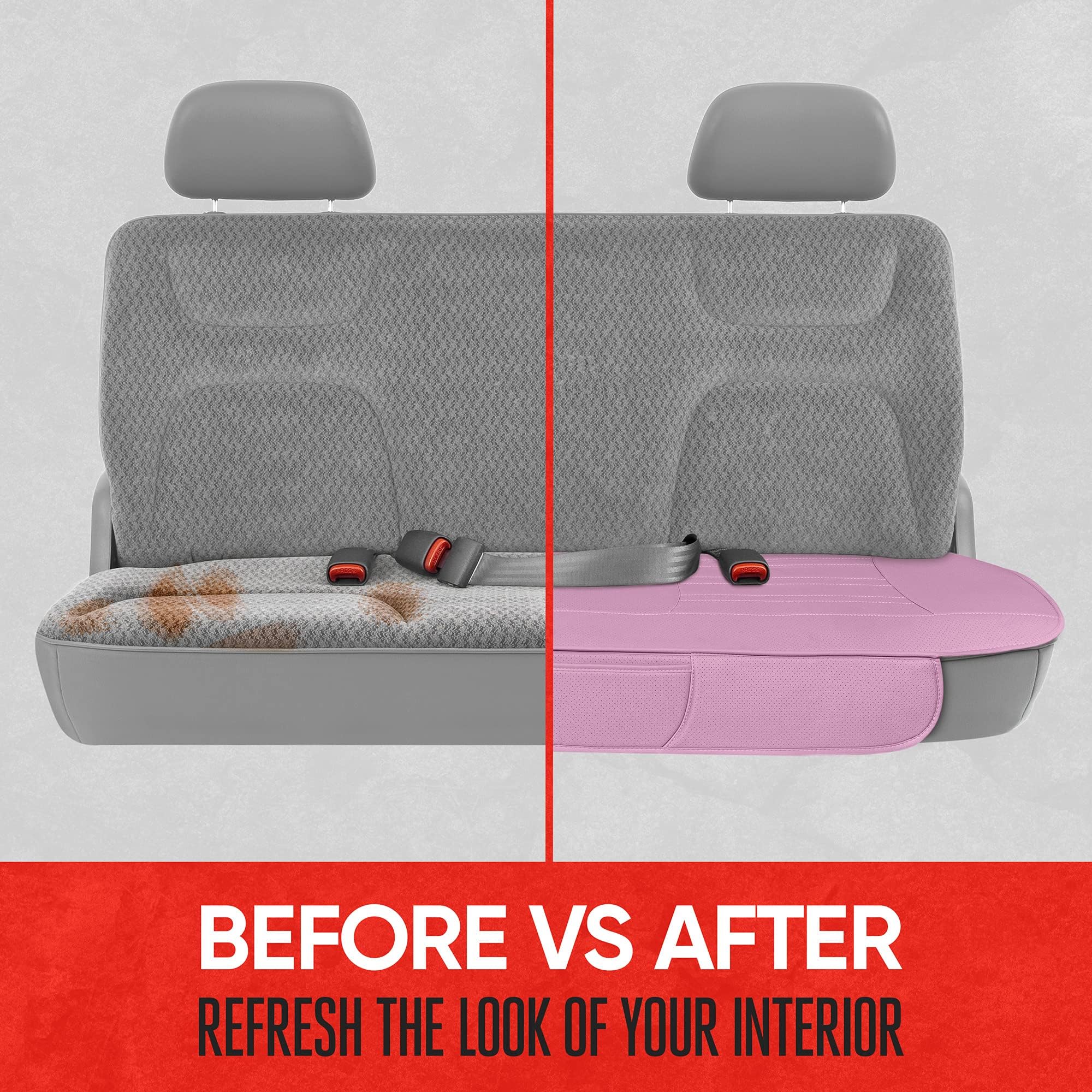 motor-trend-pink-faux-leather-universal-rear-bench-seat-cover-padded-waterproof- image 6