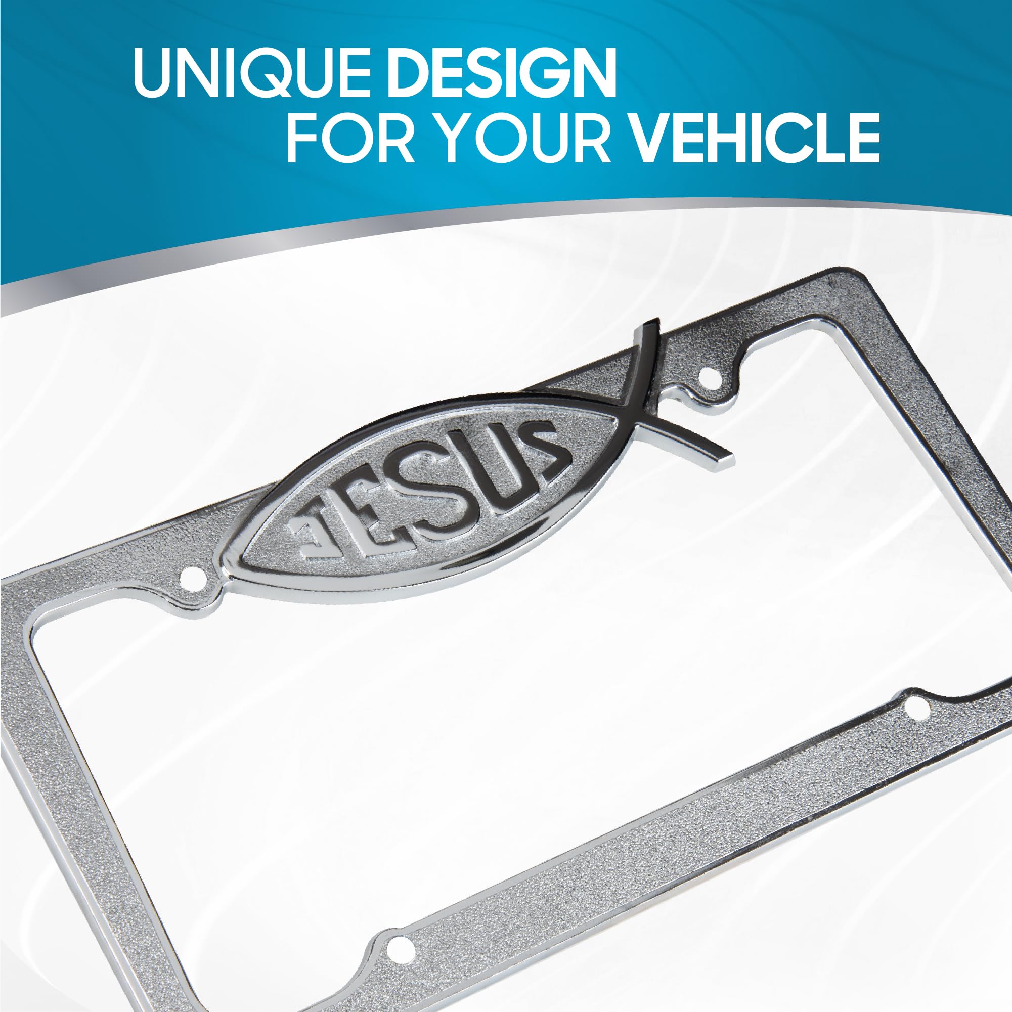 bdk-christian-jesus-fish-license-plate-frame-2-pack-stainless-steel-chrome-unive image 2