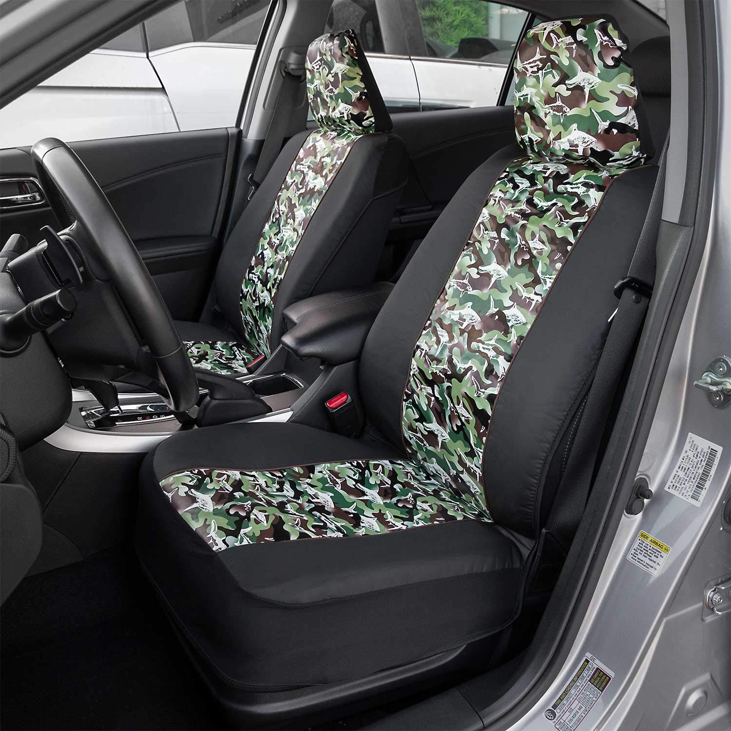 bdk-green-camo-front-seat-covers-2-pack-sideless-airbag-compatible-universal-fit image 2
