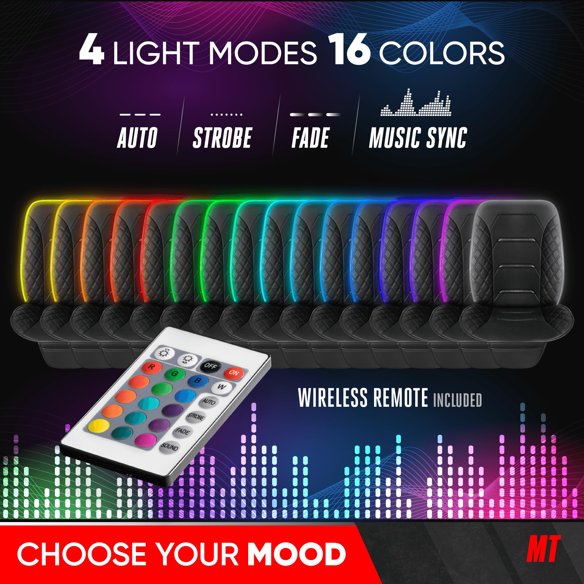 motor-trend-rgb-led-car-seat-protector-with-remote-2-pack-universal-fit-faux-lea image 2