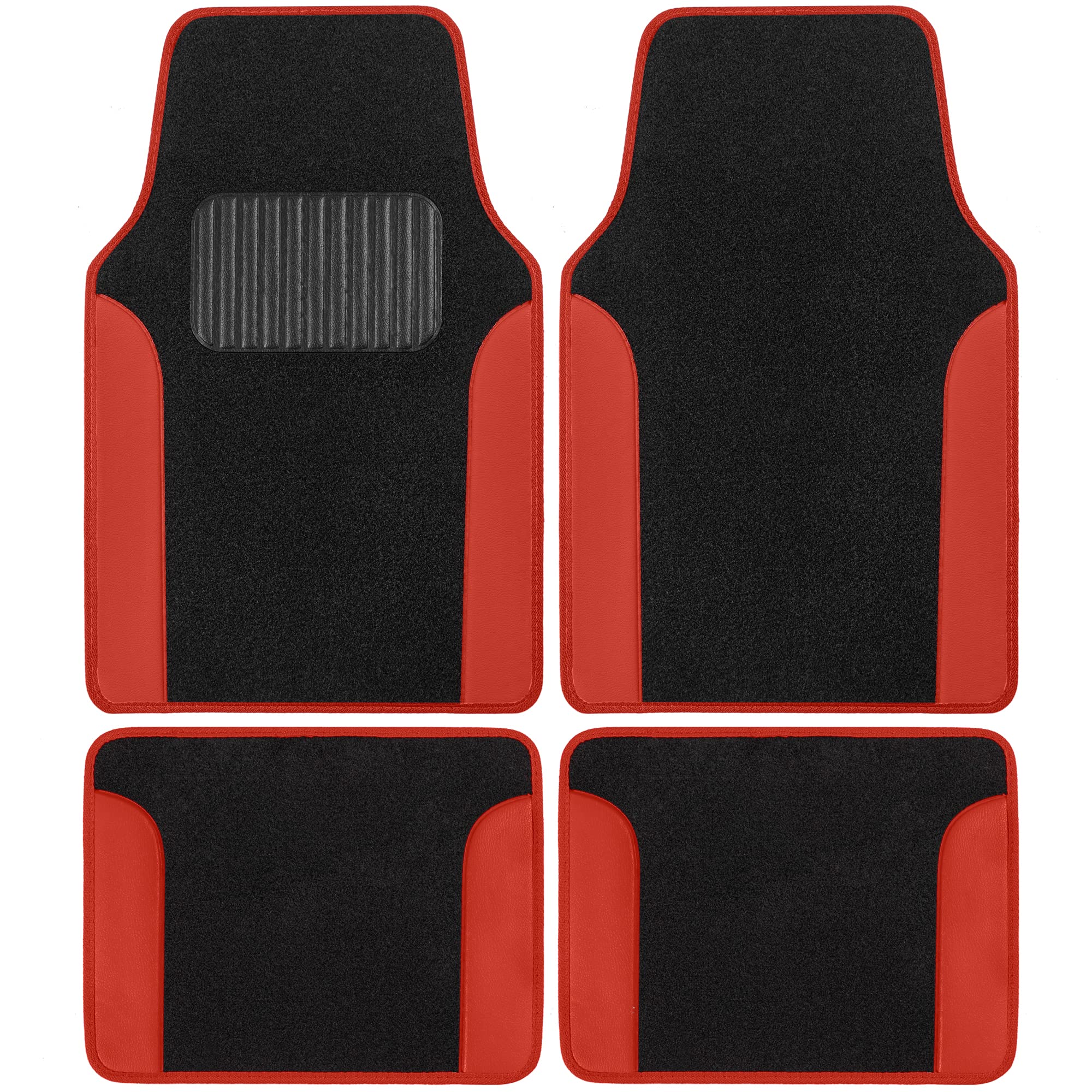 bdk-pu-leather-car-seat-covers-floor-mats-set-black-red-universal image 4