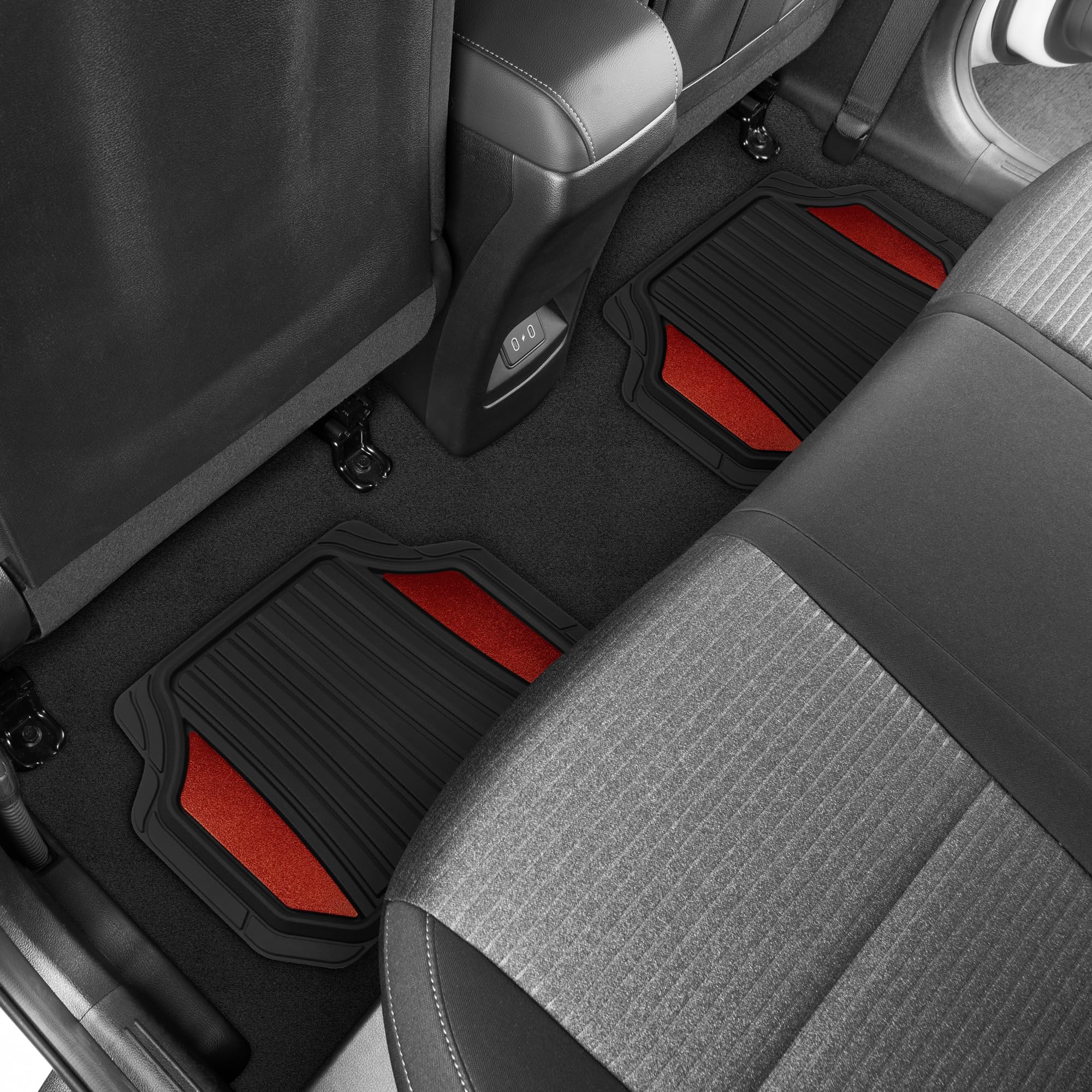 motor-trend-chrometech-car-floor-mats-full-set-all-weather-two-tone-red-chrome-t image 7
