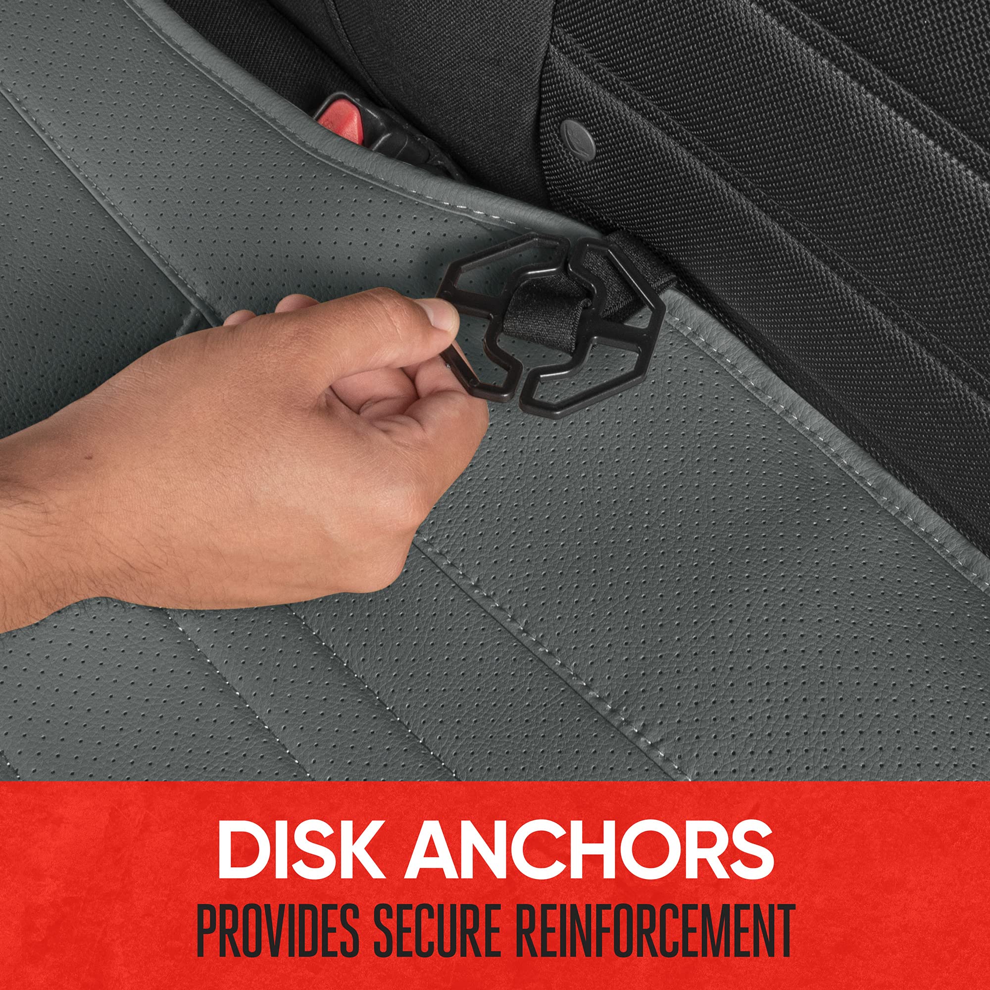 motor-trend-faux-leather-rear-bench-seat-cover-padded-with-storage-pockets-unive image 5