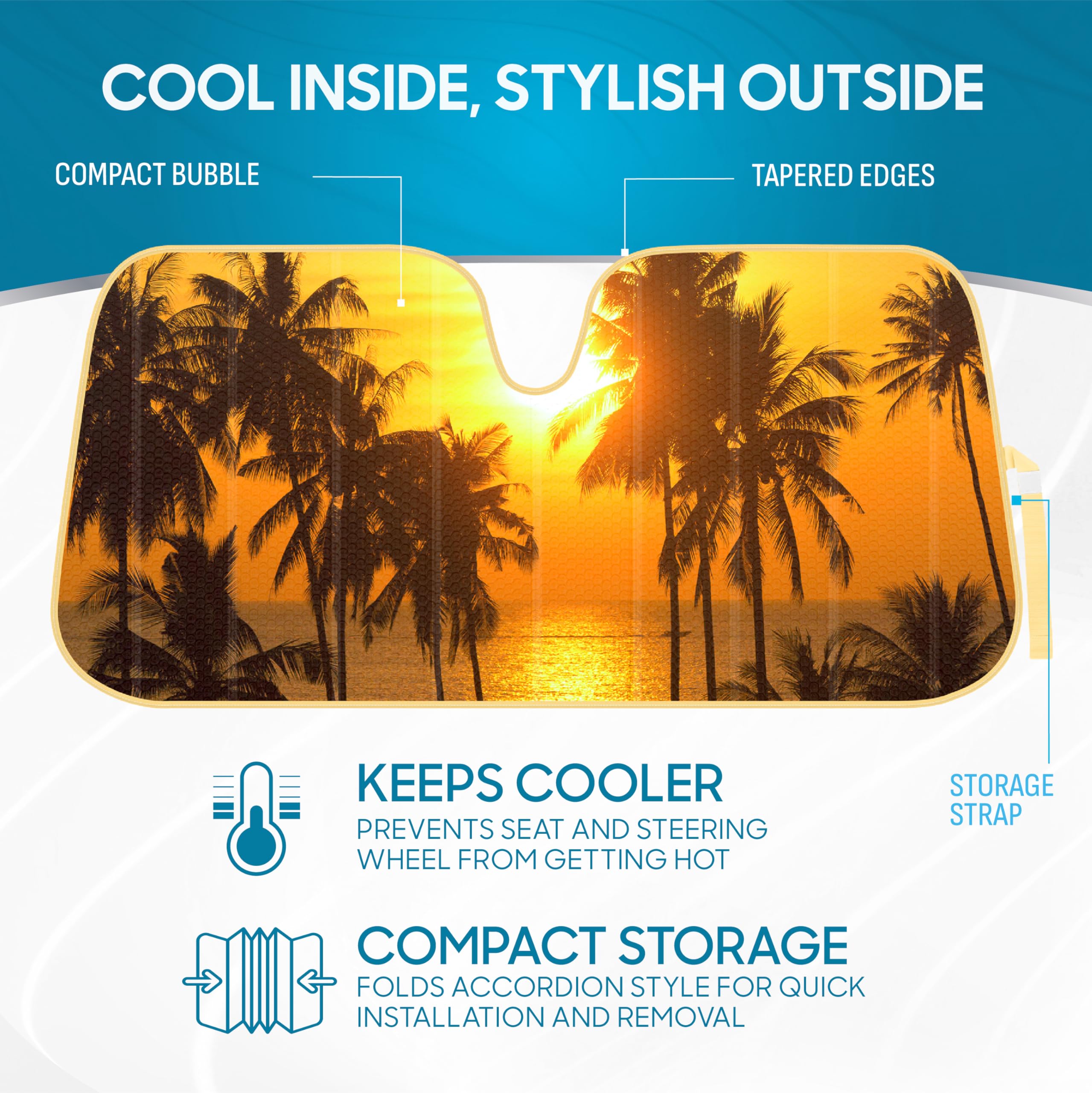 bdk-golden-sunset-palm-trees-front-windshield-sun-shade-accordion-folding-58-x-2 image 2