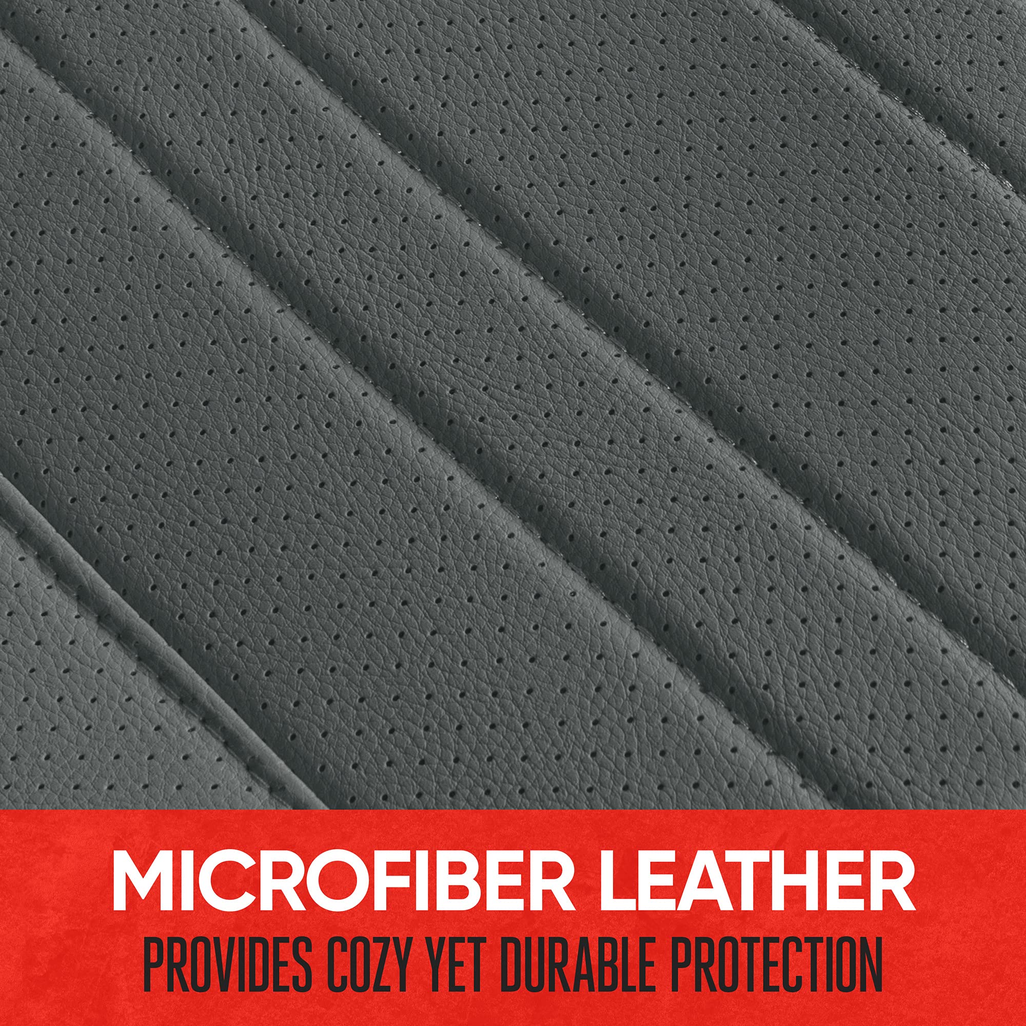 motor-trend-faux-leather-rear-bench-seat-cover-padded-with-storage-pockets-unive image 6