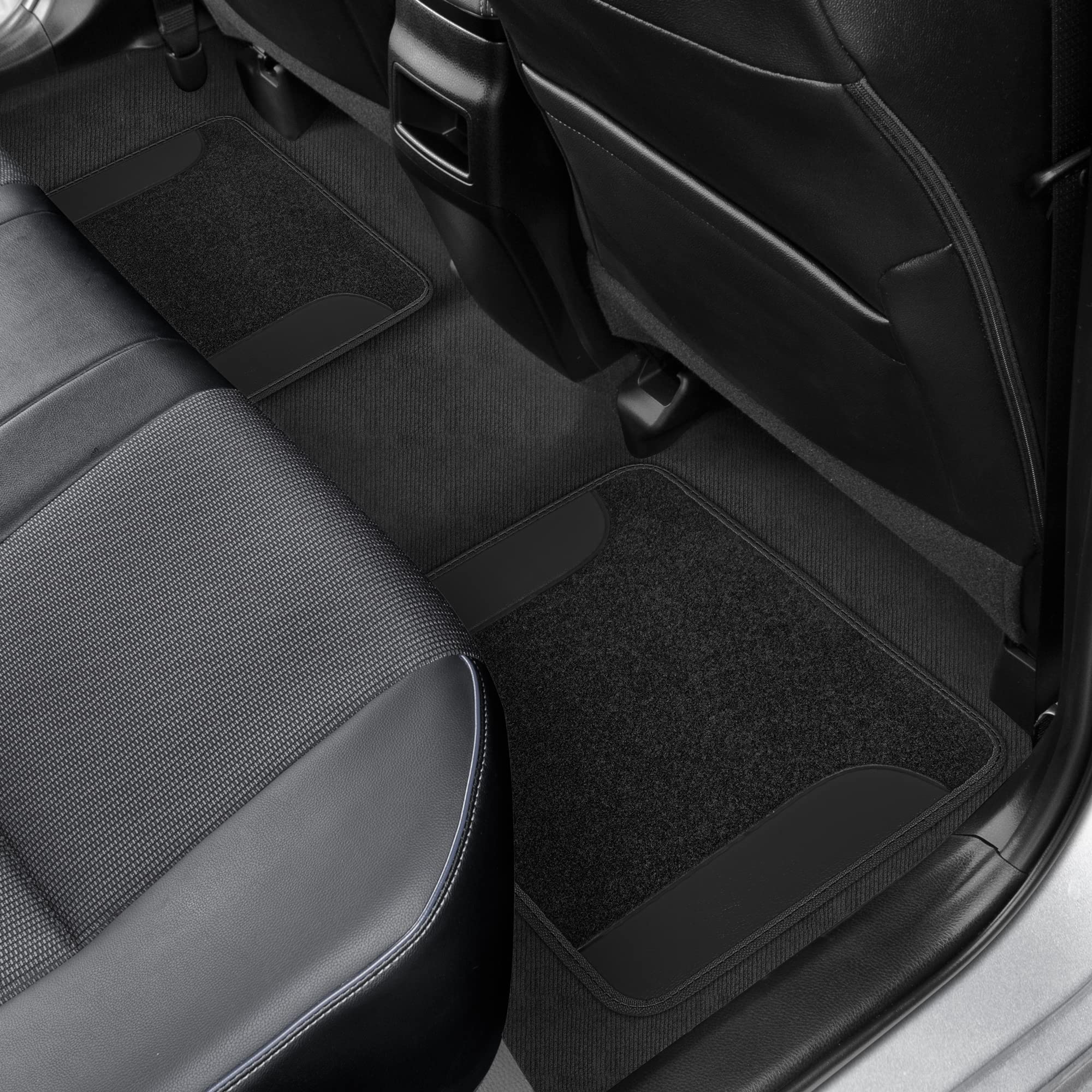 bdk-carpet-pro-two-tone-carpet-floor-mats-with-faux-leather-accents-black image 8