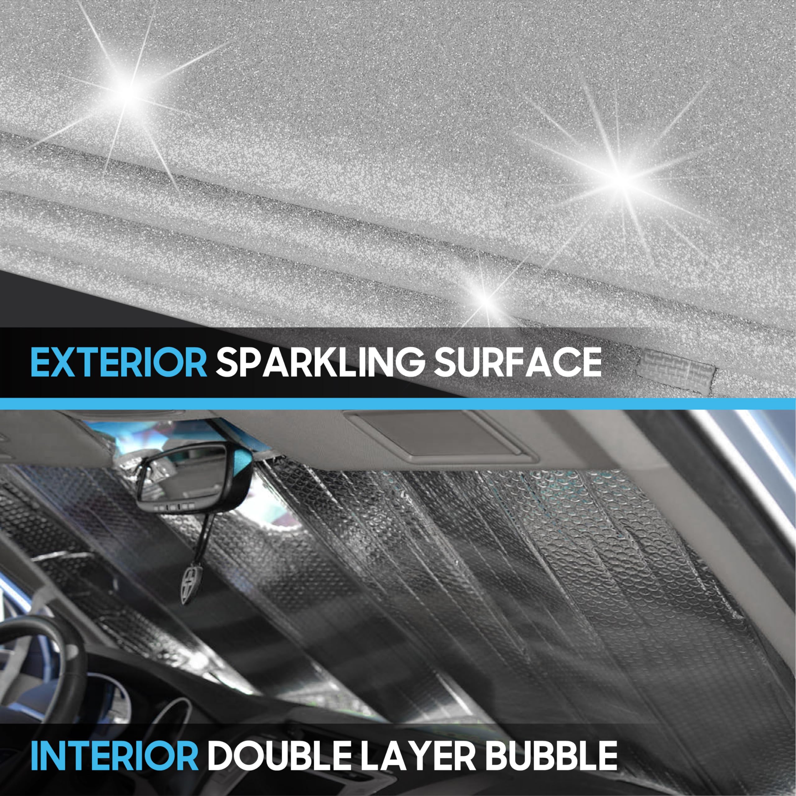 bdk-silver-glitter-windshield-sun-shade-jumbo-accordion-fold-58-x-27-for-car-suv image 4