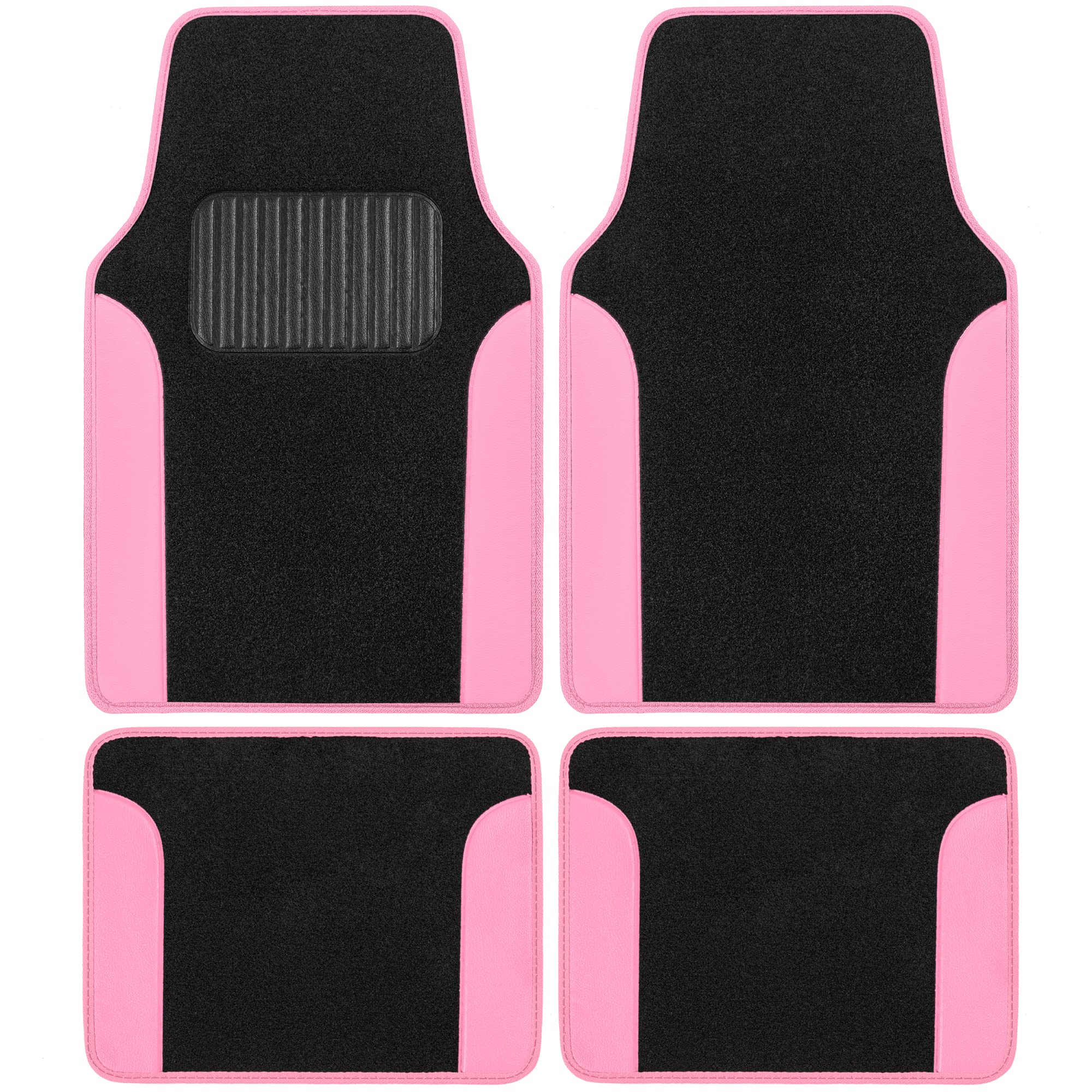 bdk-pink-carpet-two-tone-faux-leather-automotive-floor-mats-with-anti-slip-and-h image 1