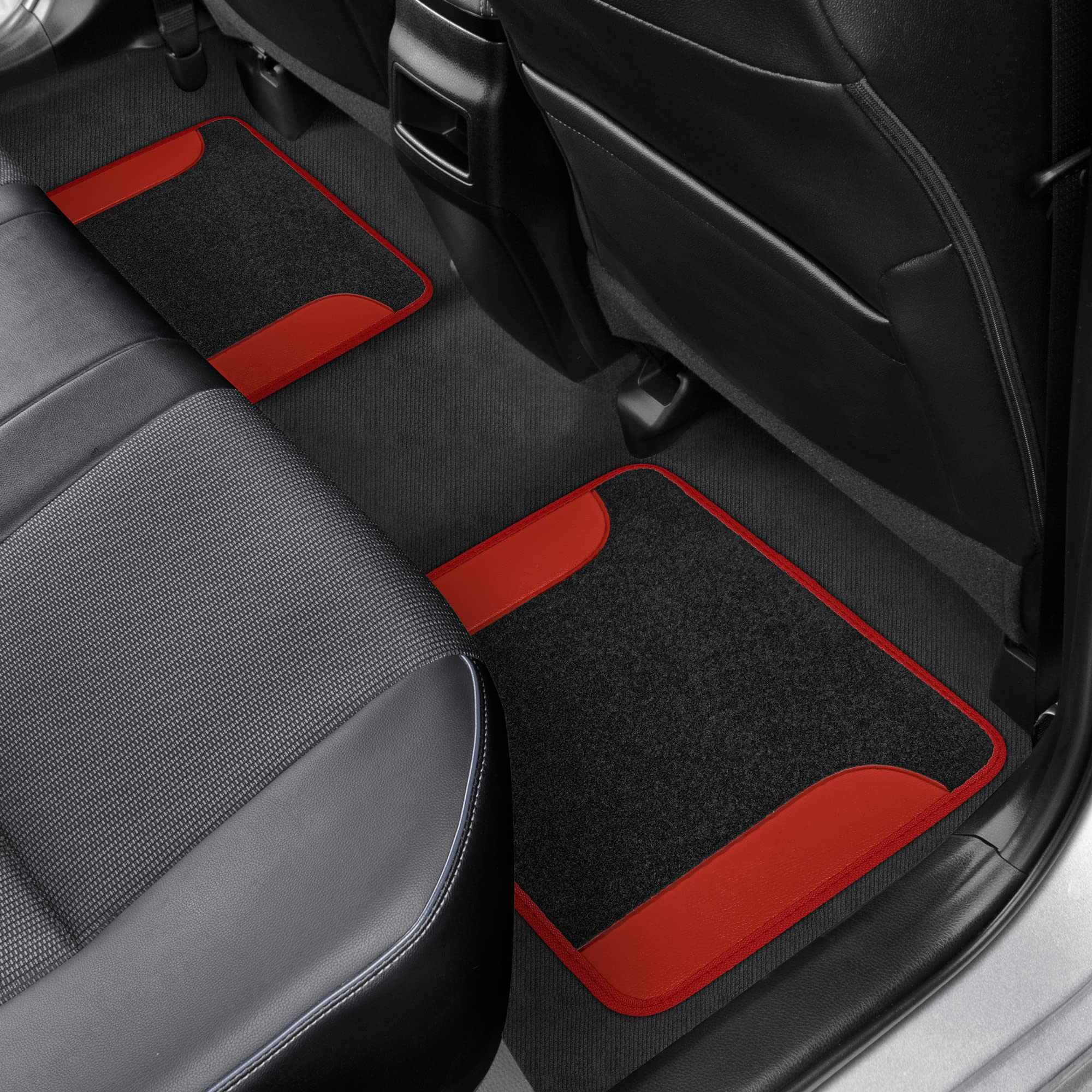 bdk-pu-leather-car-seat-covers-floor-mats-set-black-red-universal image 5