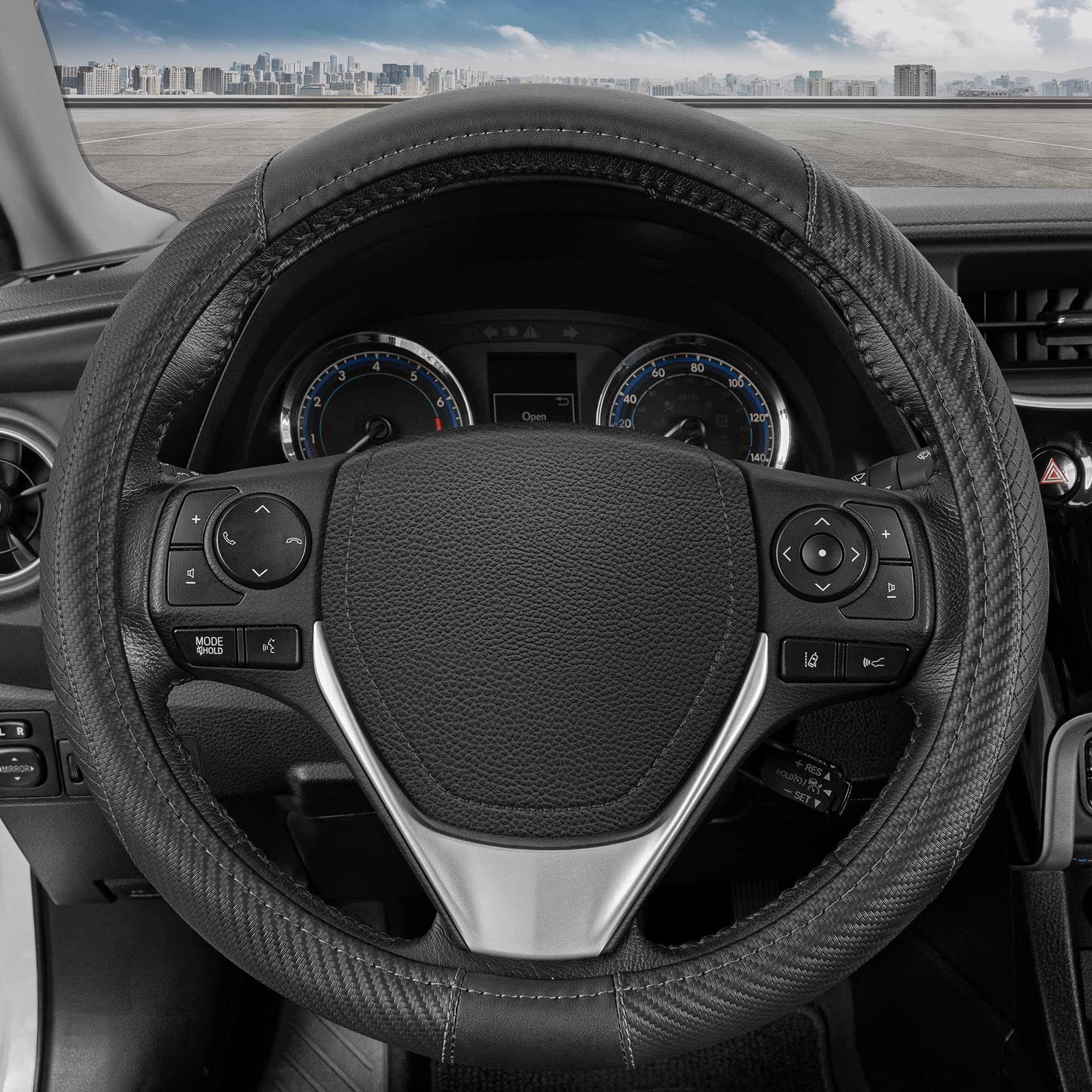 bdk-griptech-stitched-diamond-steering-wheel-cover-standard-15-inch-black-non-sl image 3