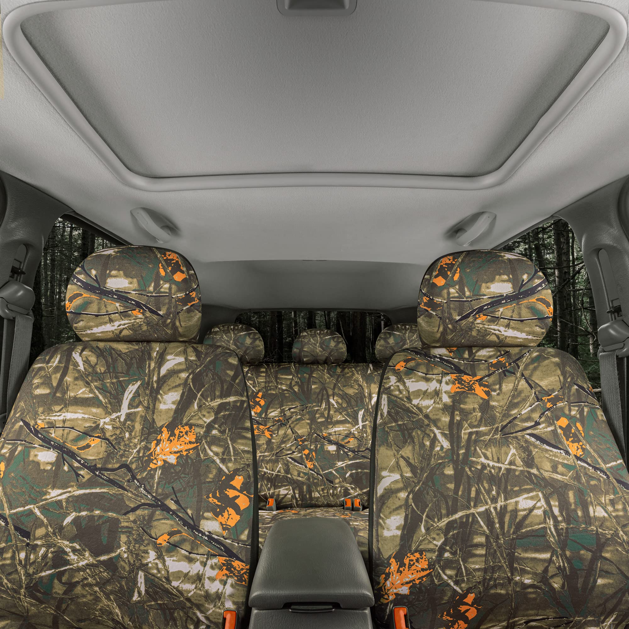 bdk-hunter-camo-car-seat-covers-full-set-with-steering-wheel-cover-and-seat-belt image 3