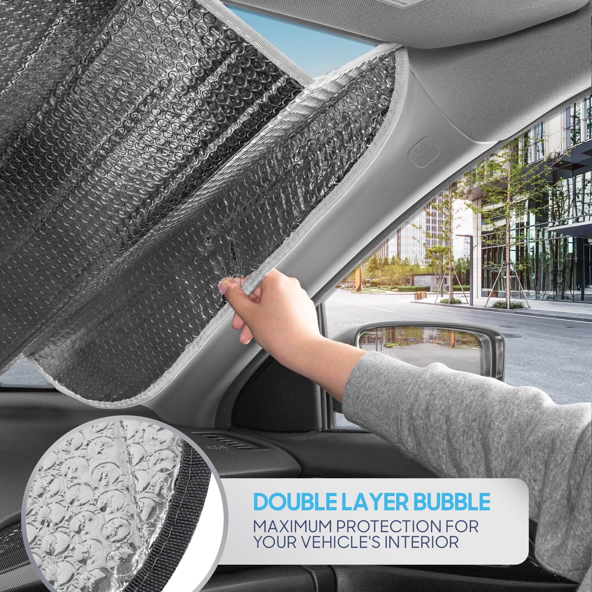 bdk-iridescent-mermaid-hologram-foil-windshield-sun-shade-double-bubble-accordio image 5