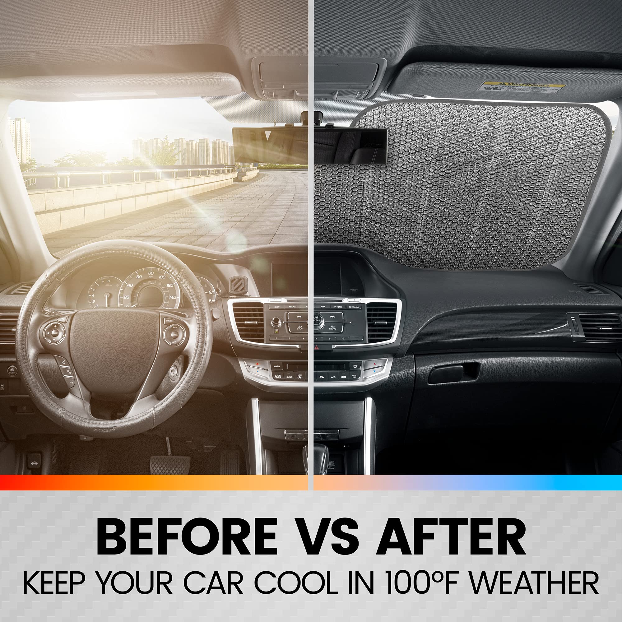 bdk-patriotic-monochrome-usa-flag-double-bubble-windshield-sun-shade-58-x-27-inc image 7
