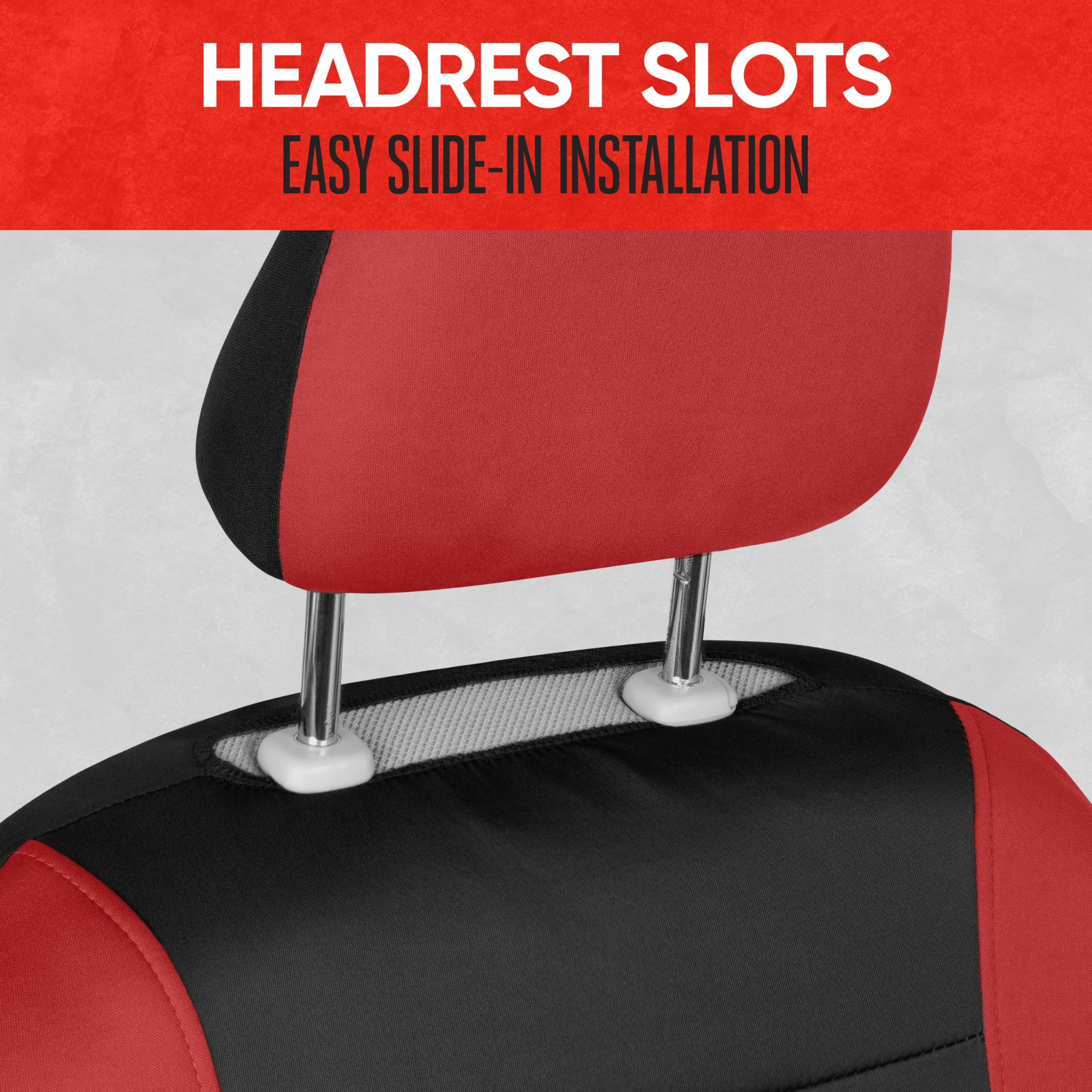 motor-trend-red-cloth-car-seat-covers-for-front-seats-premium-automotive-bucket- image 6