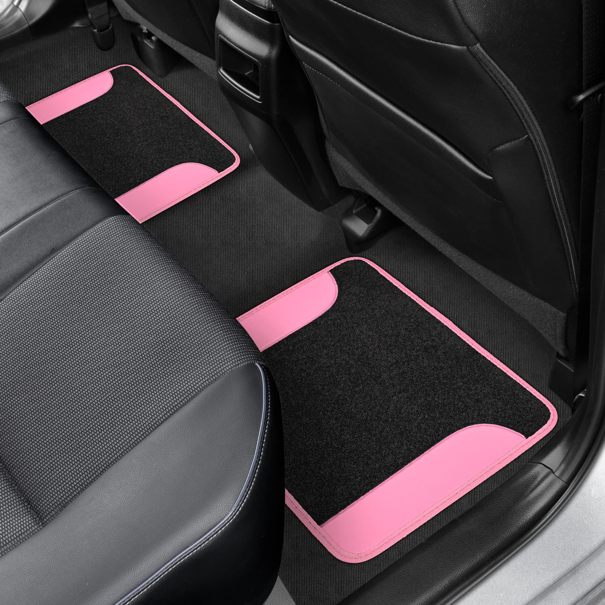 bdk-pink-carpet-two-tone-faux-leather-automotive-floor-mats-with-anti-slip-and-h image 8