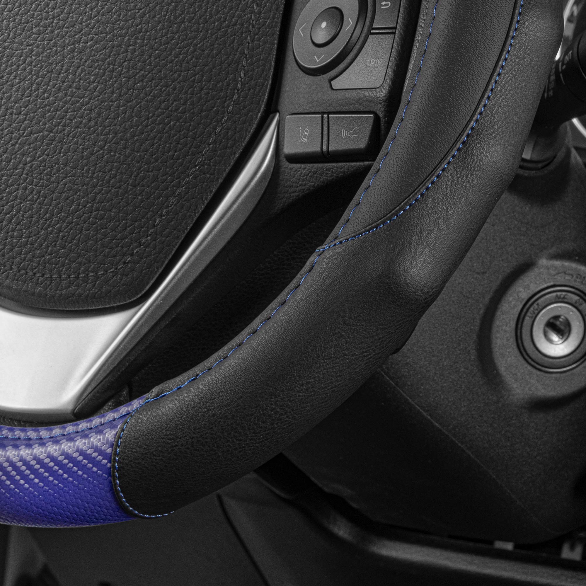 bdk-gripdrive-carbon-fiber-steering-wheel-cover-sporty-faux-leather-fits-15-inch image 5