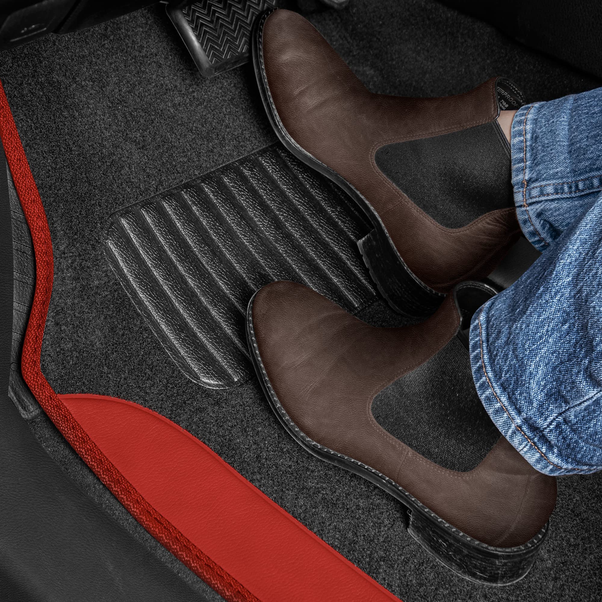 bdk-two-tone-carpet-car-floor-mats-with-faux-leather-accents-and-built-in-heel-p image 3