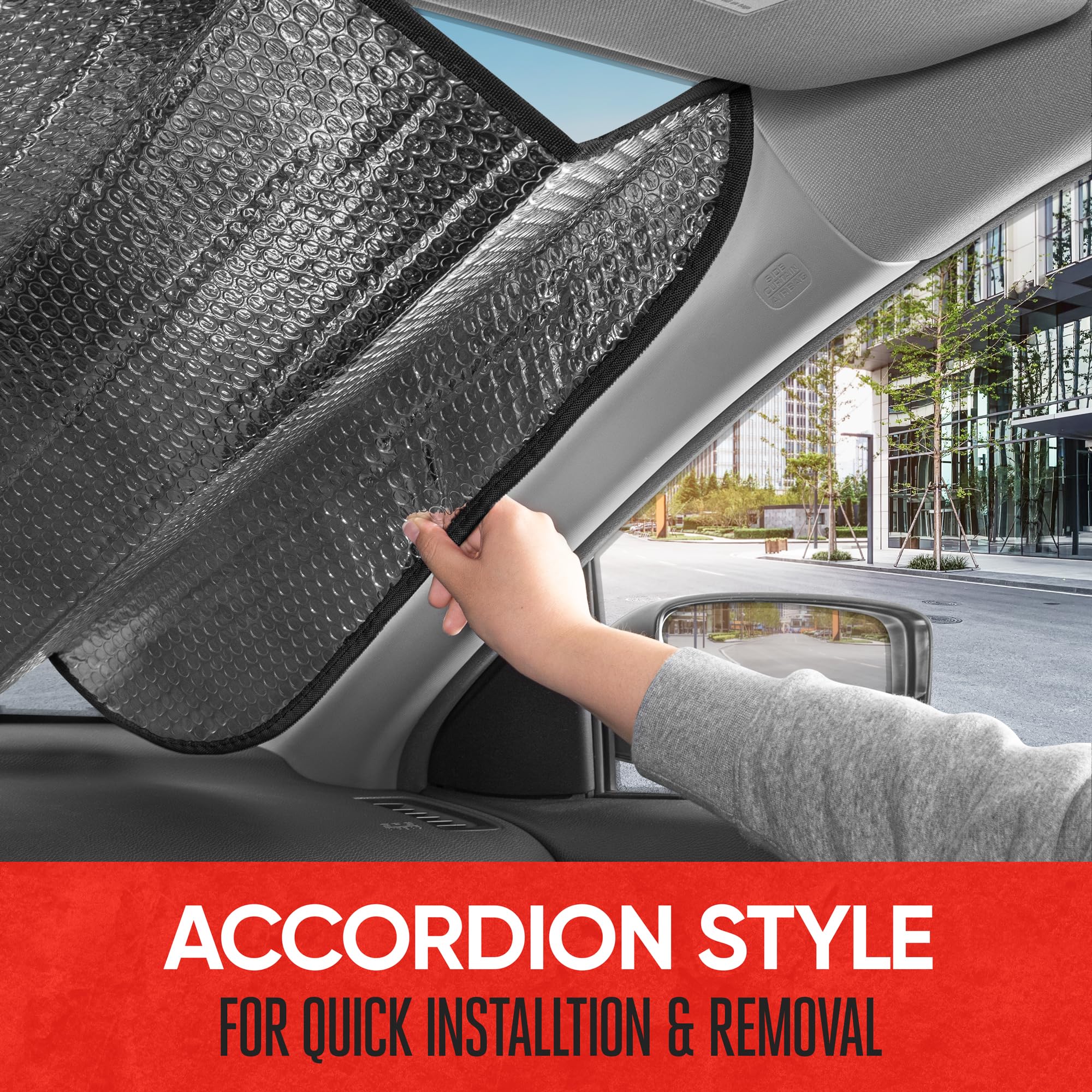 motor-trend-black-accordion-folding-car-windshield-sun-shade-blackout-sun-visor- image 5